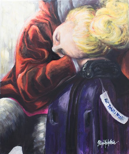 Escale à Détroit . mixed technique on canvas. 46 x 55 cm
