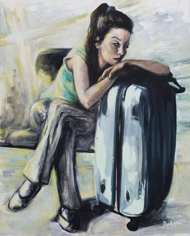 Retard à Singapour. mixed technique on canvas. 100x80cm