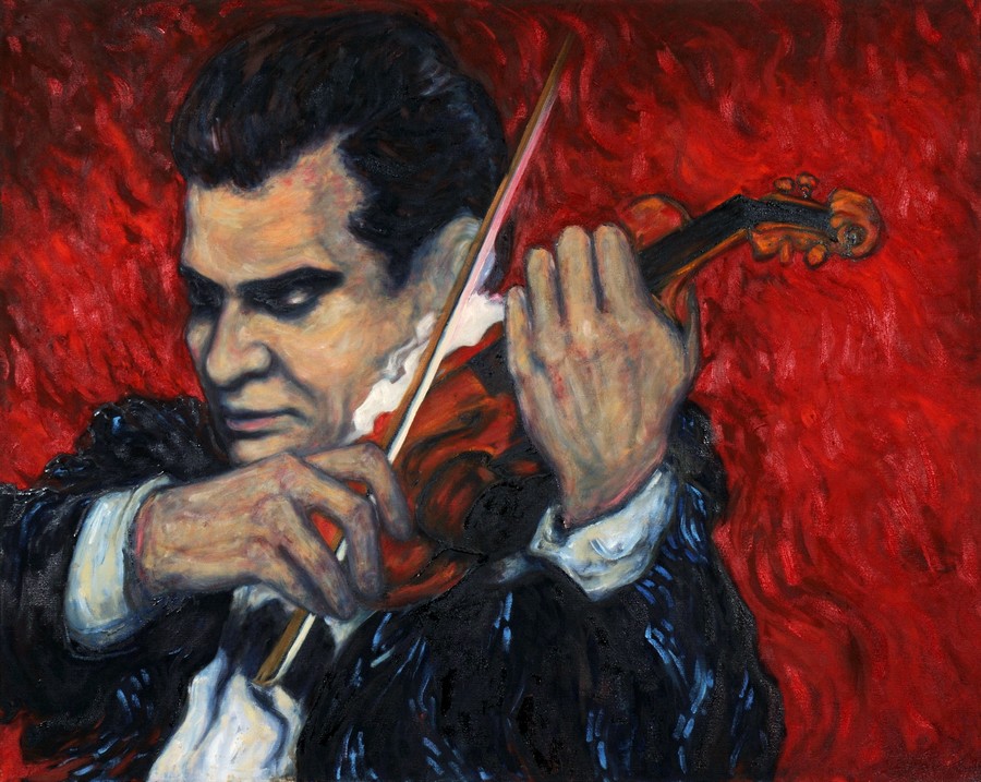 Christian Ferras. oil on canvas. 80x100 cm