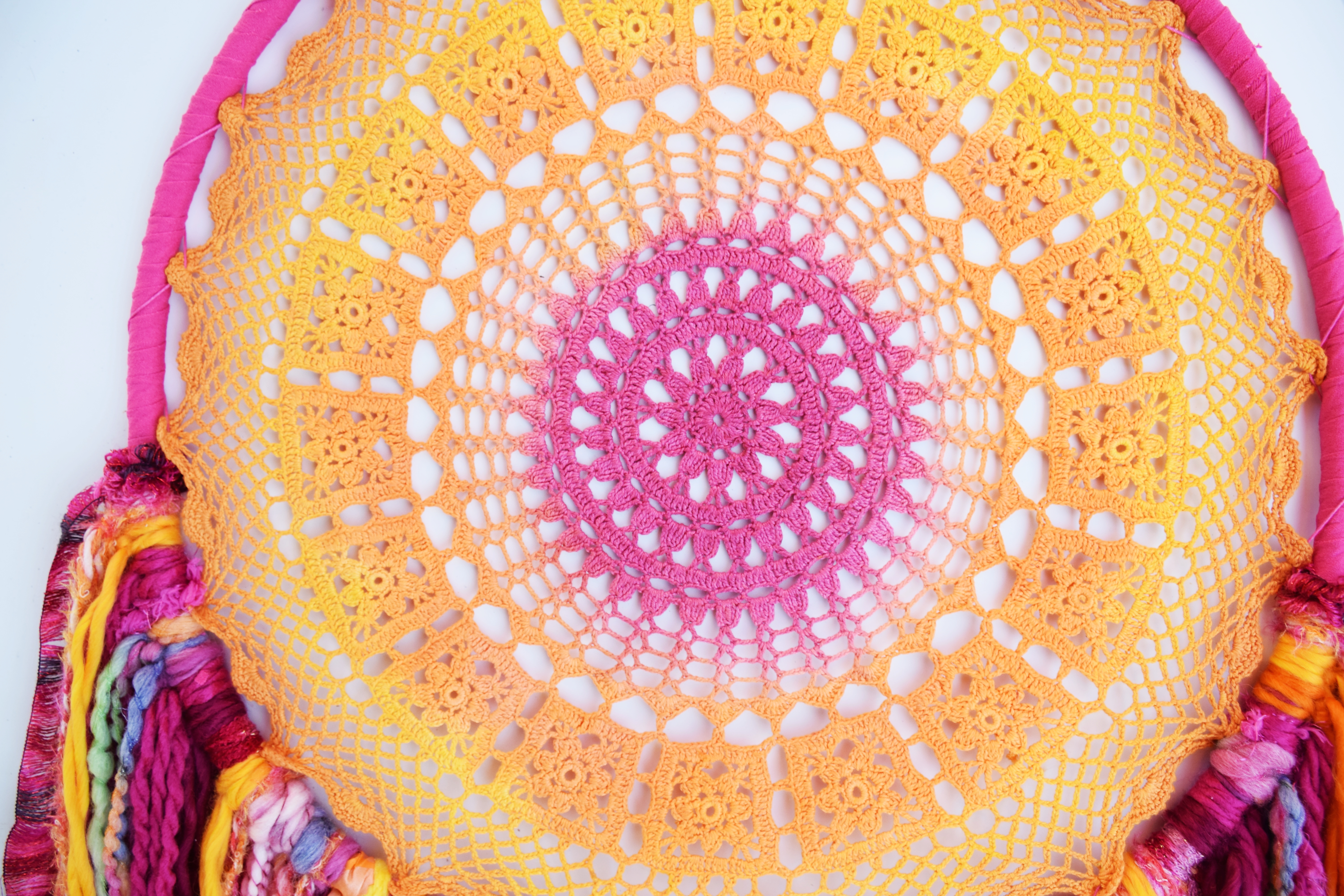 Crochet hand dyed dreamcatcer