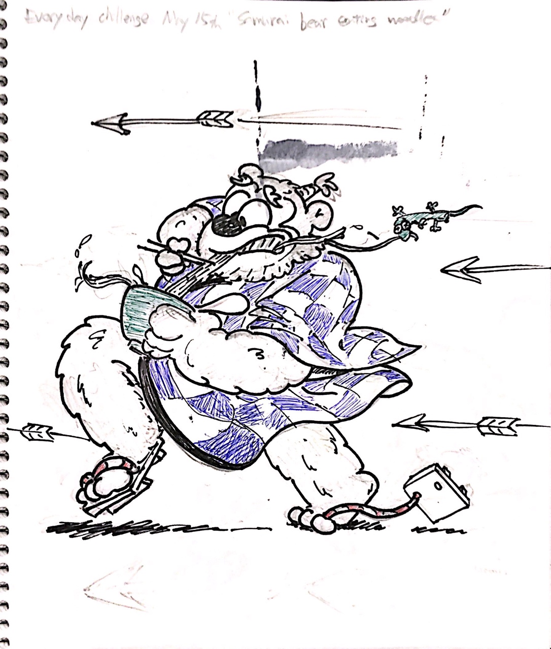 Samurai bear eating noodle