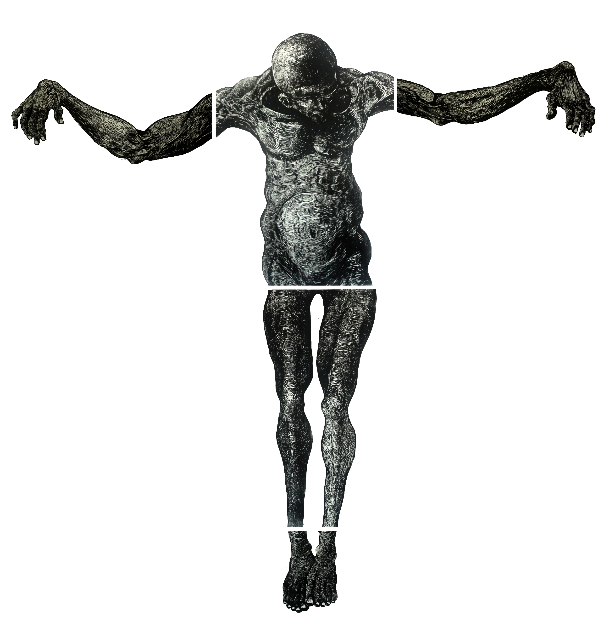 Figure Woodcut on paper 238x234cm 2012