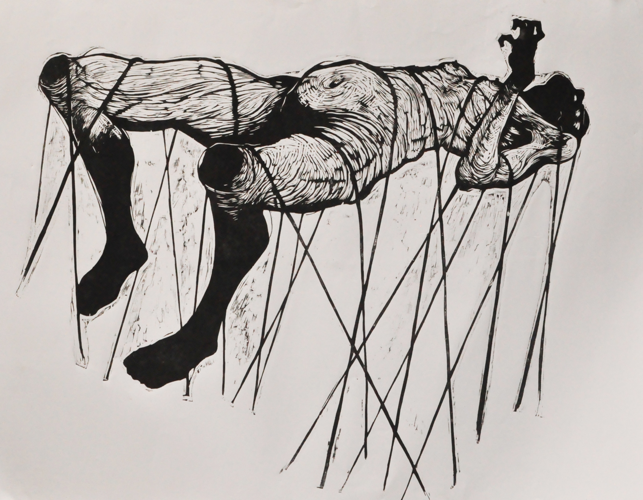 Rizal Eka Pramana Entanglement 2016 Linocut on paper 61x87cm
