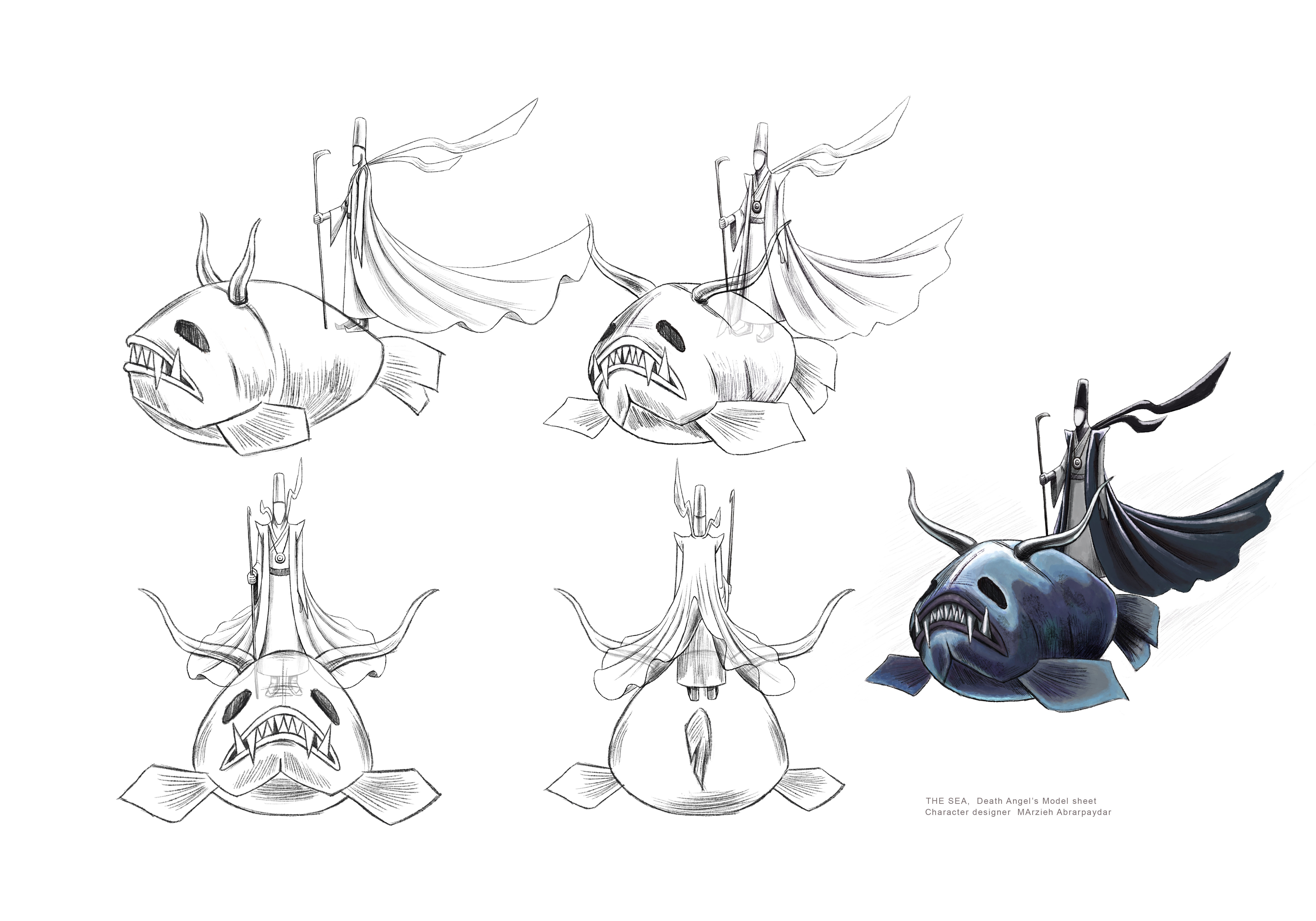 model sheet Fish and Angel , The Sea short film