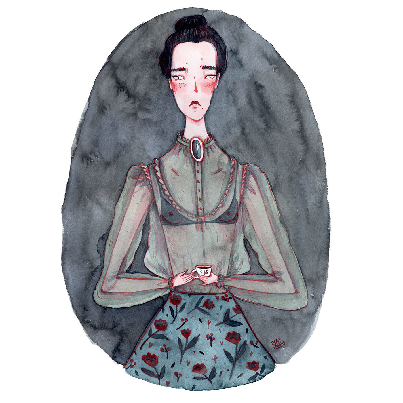 Character watercolor girl