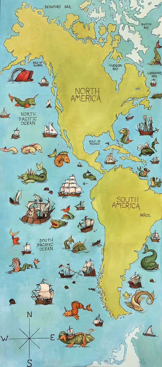 World map for "Geeographia" restaurant