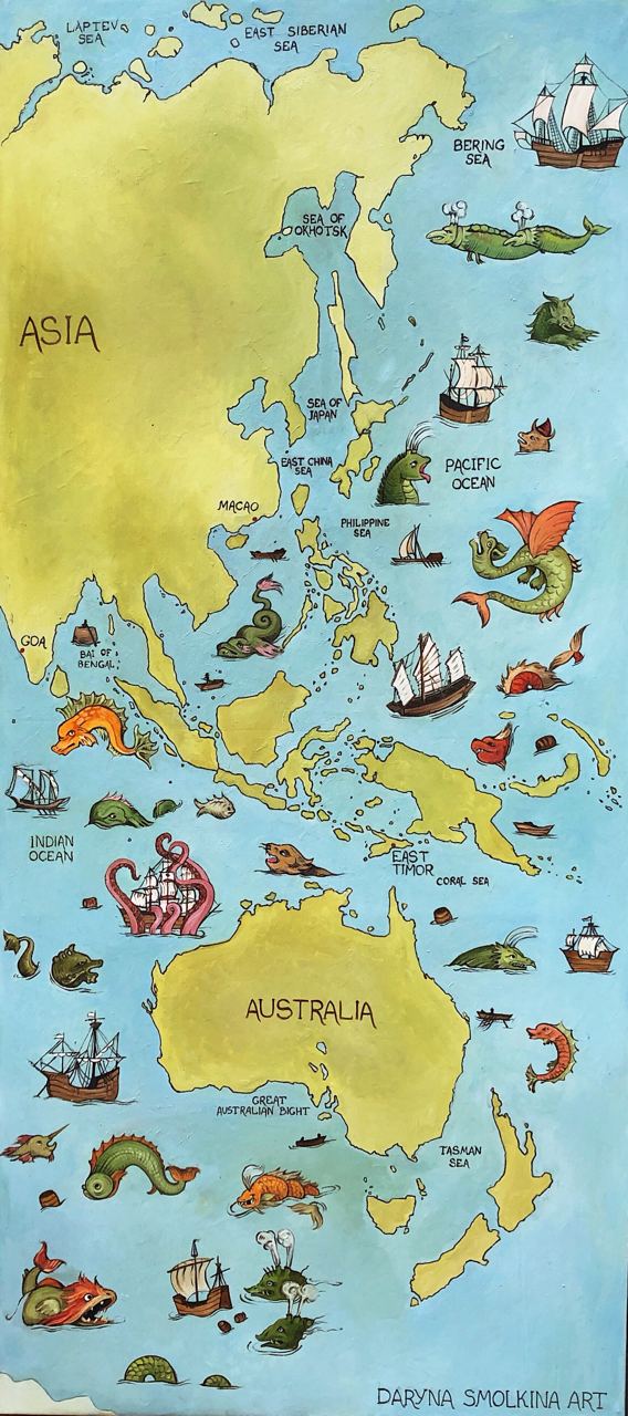 World map for "Geeographia" restaurant