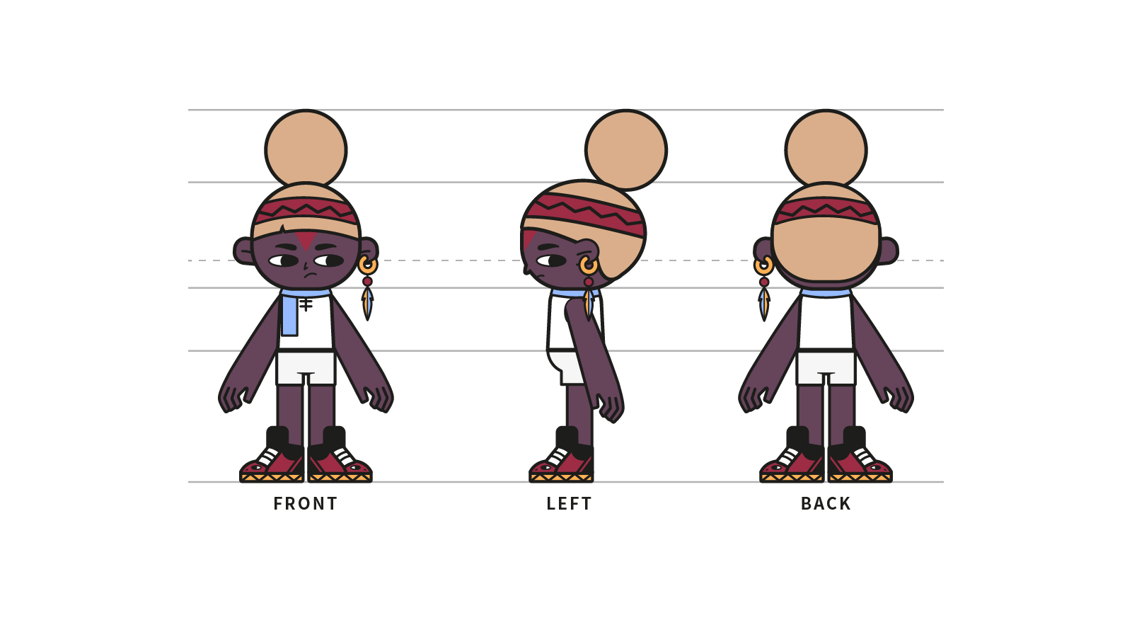 Tribe Girl Character Design 3 Views