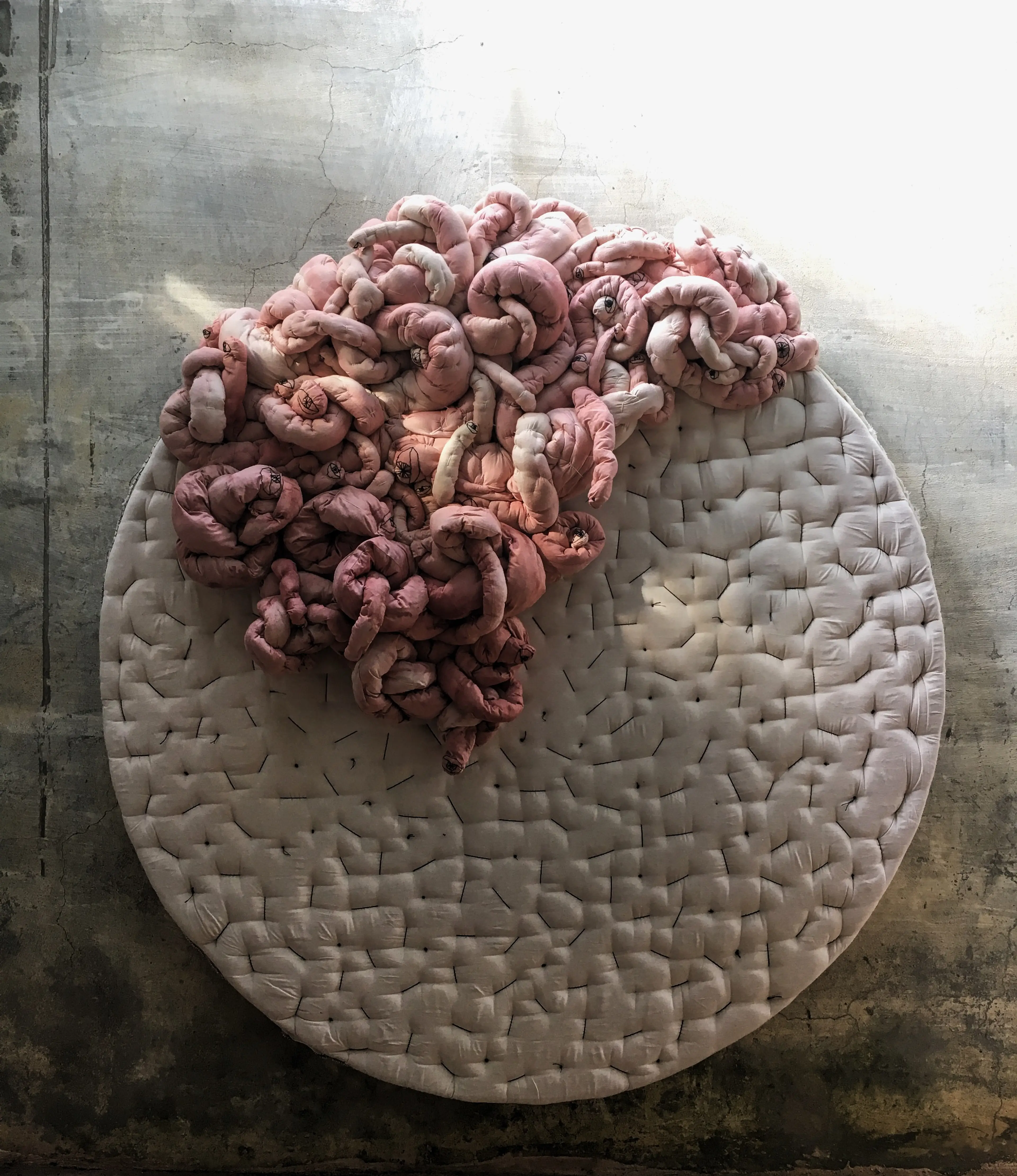 02.Maryam Ashkanian.Mutation Series. Sculpture.150-160-30 Cm.Sewing on Fabric.2016.
