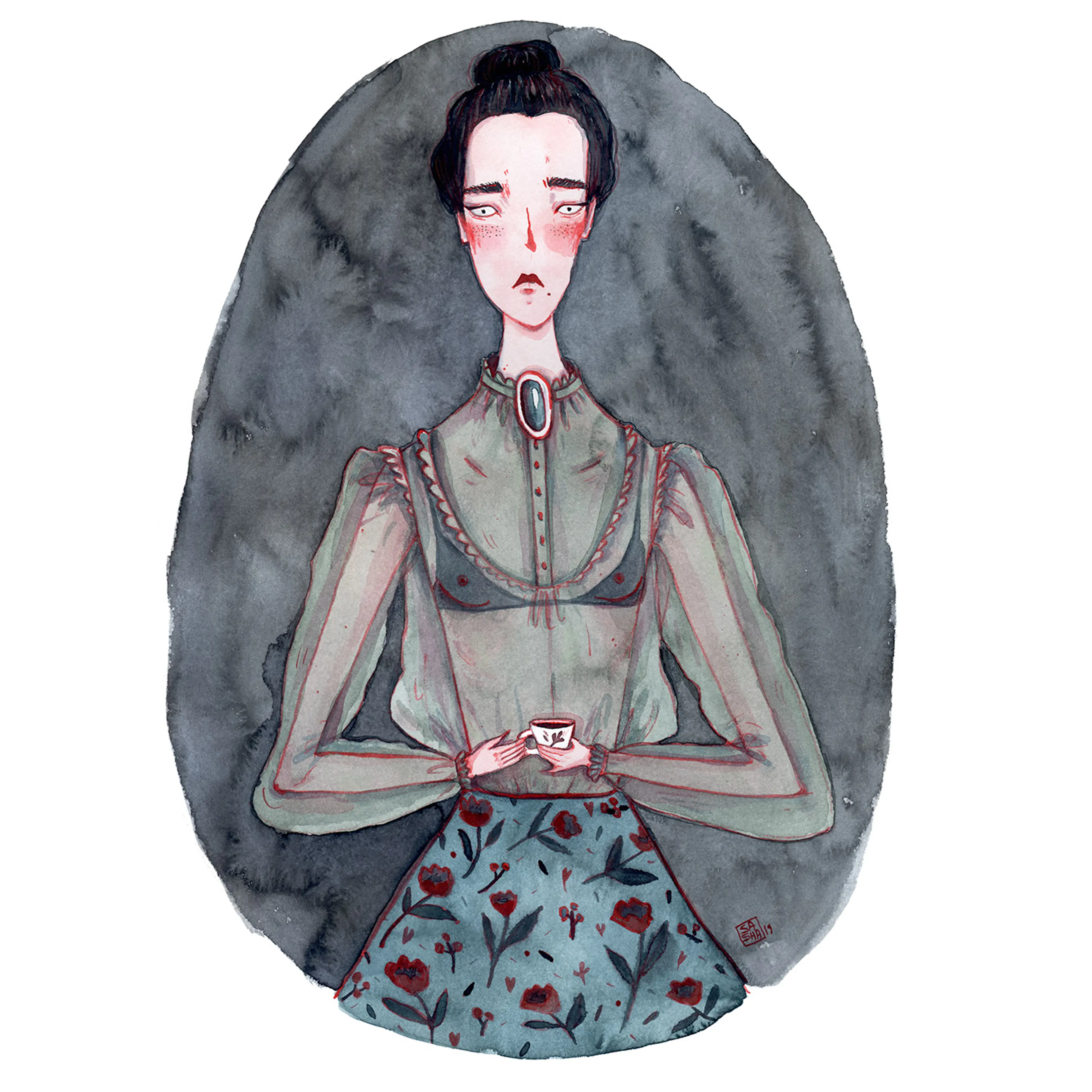 Character watercolor girl