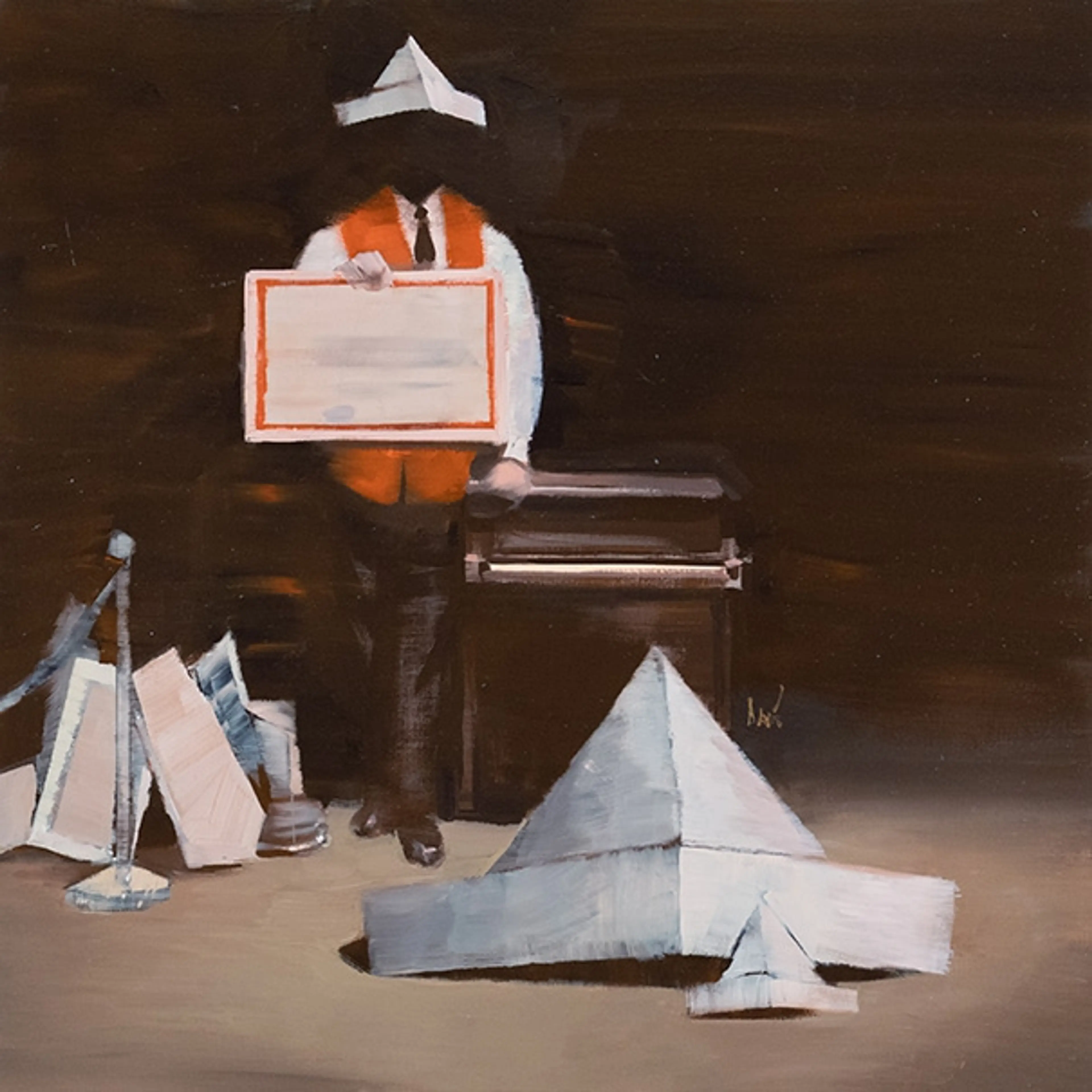Davis Lisboa, "Robert Filliou 37 (van Laack)", 2024, oil on canvas, 80 x 80 cm | 31.5 x 31.5 in. — Pintura — Davis Lisboa
