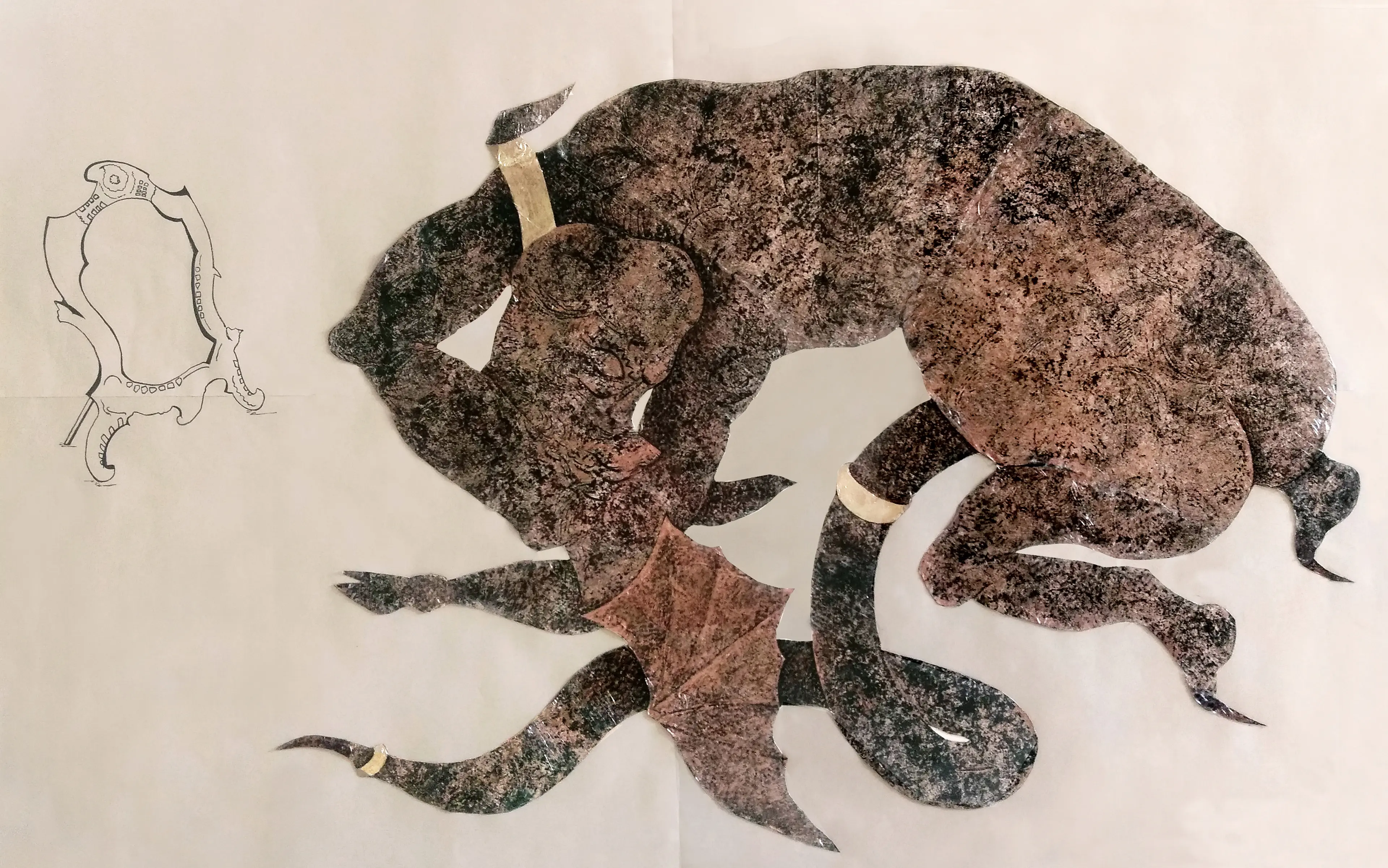 THE LOOKING GLASS 92.5X135CM MIXED MEDIA ON PAPER 2020 — Sanaz Haeri