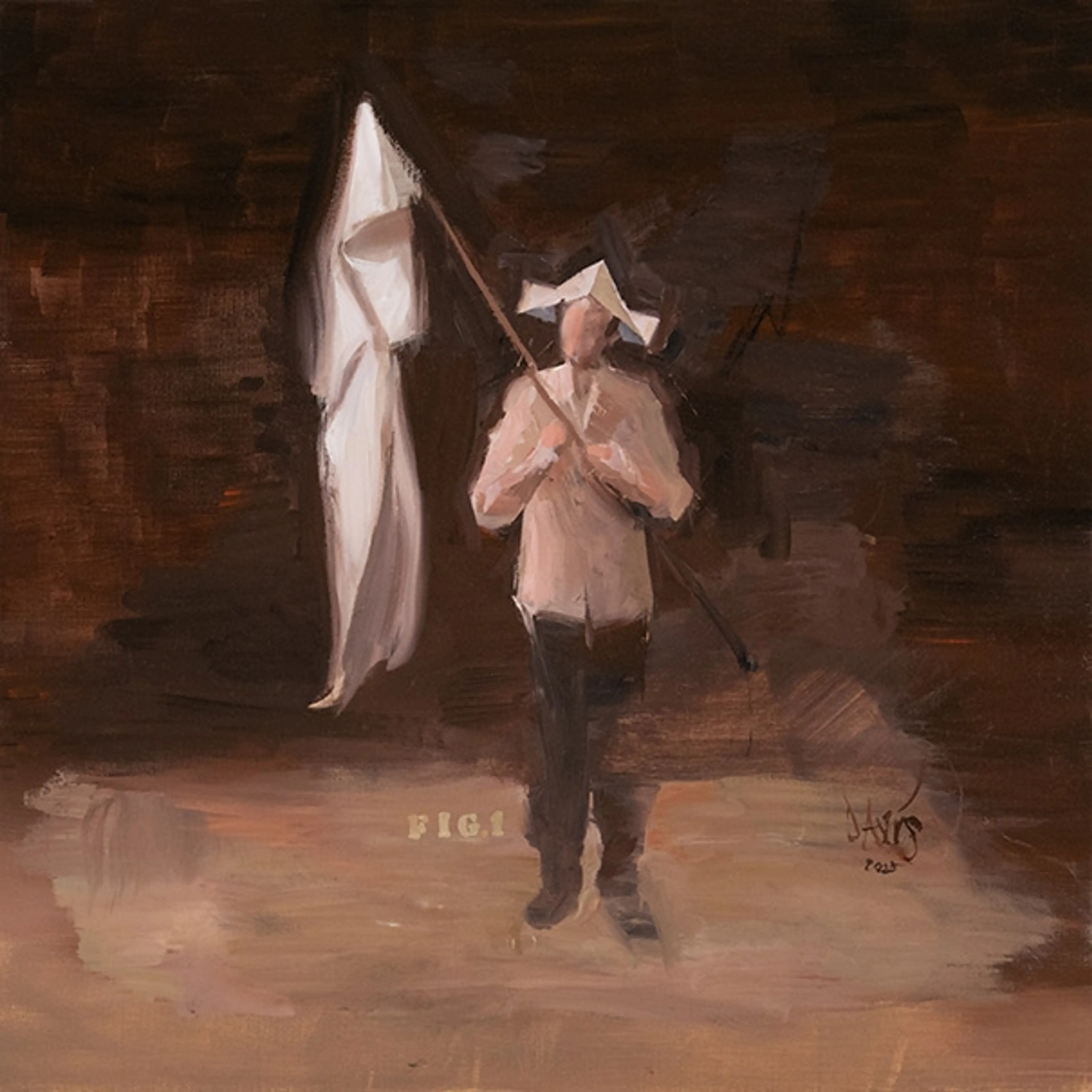 Davis Lisboa, "Robert Filliou 38 (Sigma)", 2025, oil on canvas, 80 x 80 cm | 31.5 x 31.5 in. — Pintura — Davis Lisboa