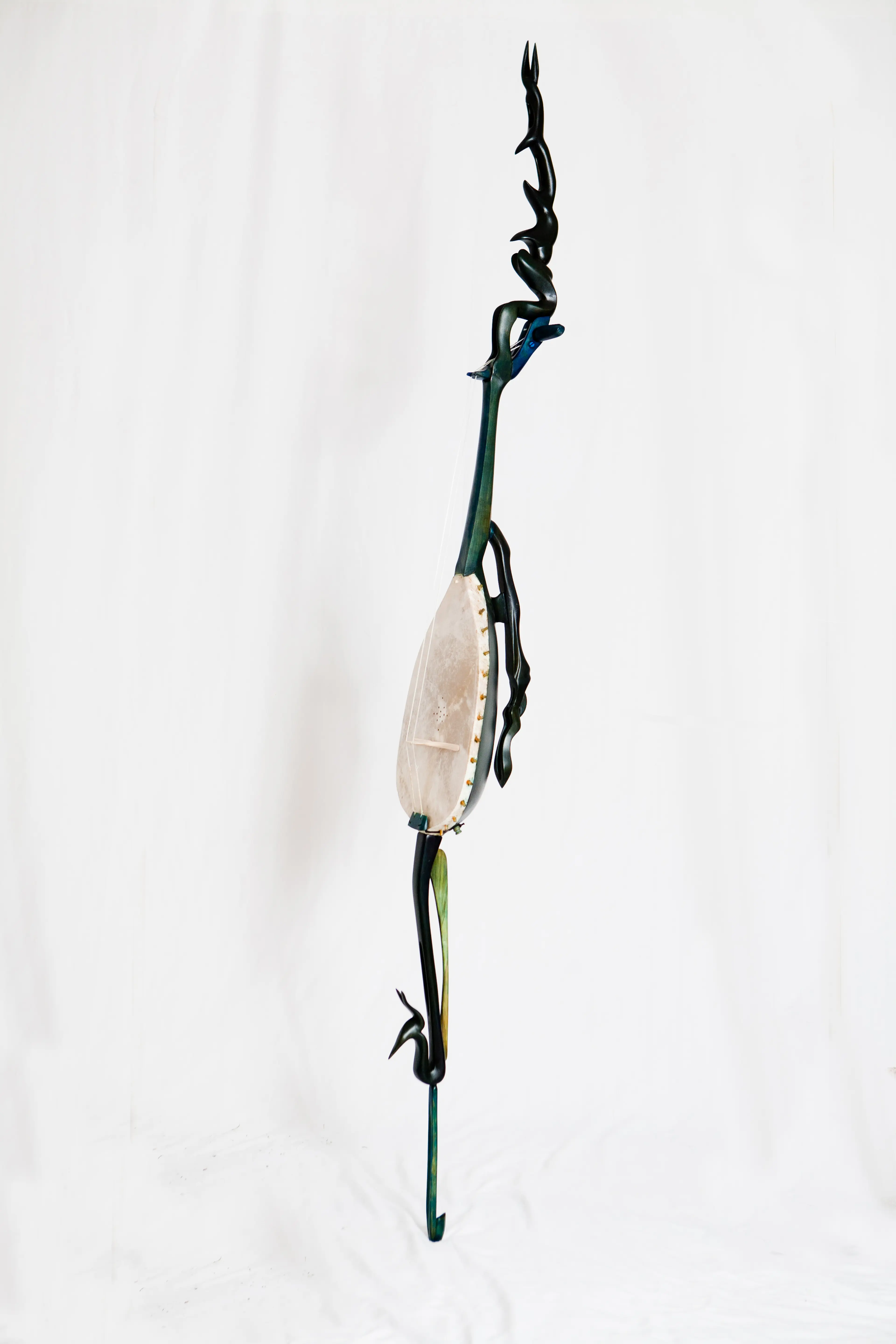 "Musical instrument VII", wood (maple,cherry), goatskin and horsehair