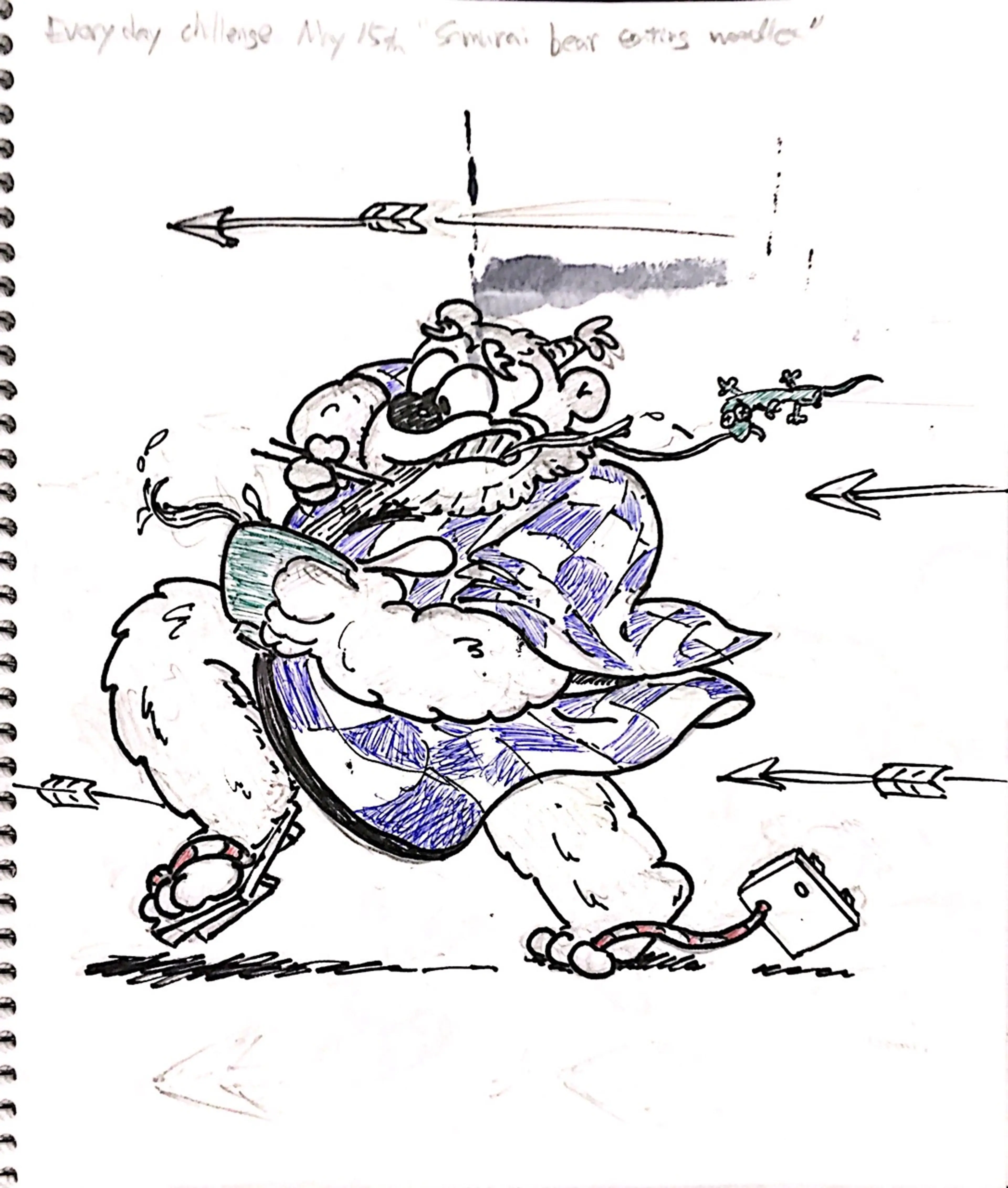 Samurai bear eating noodle