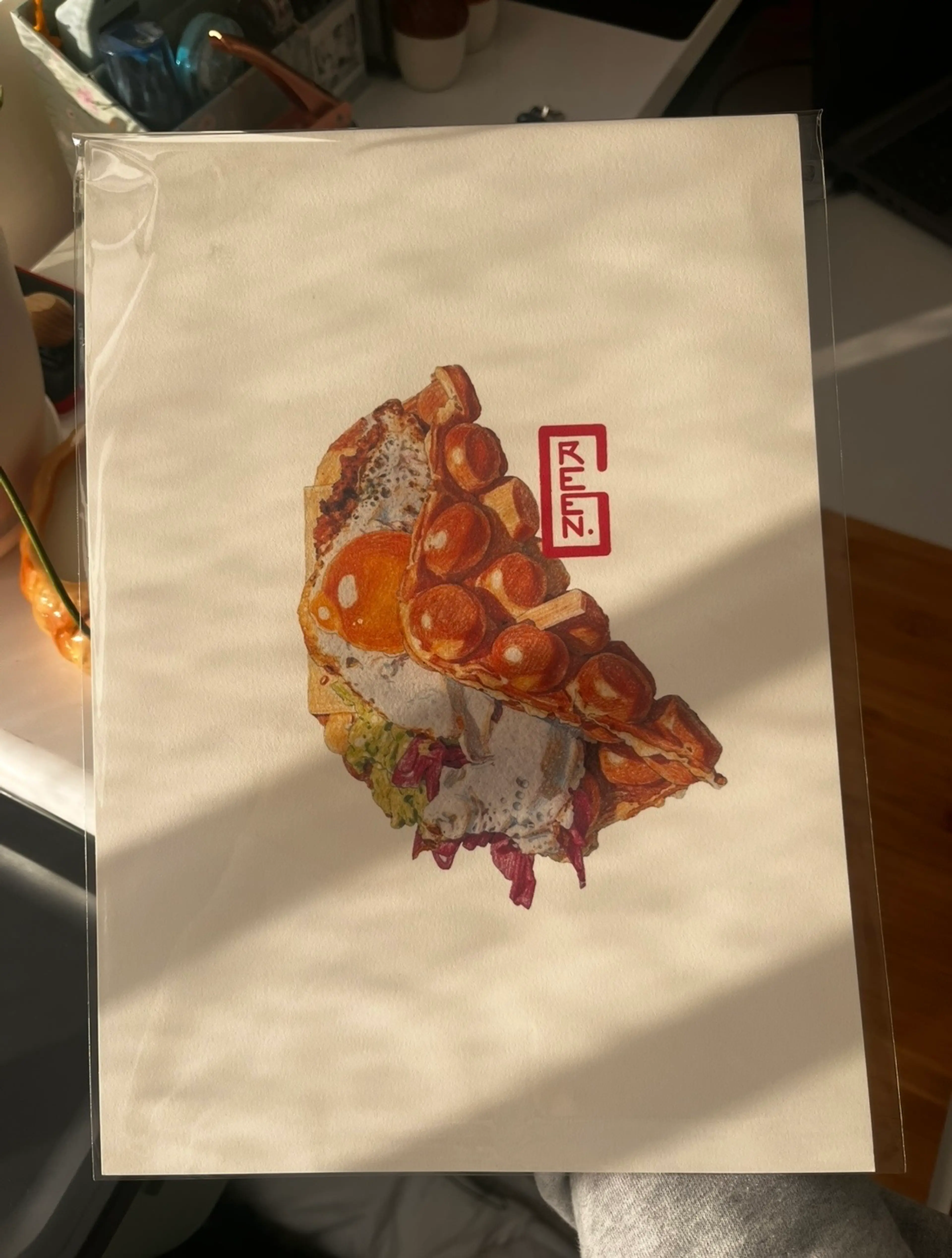 Korean Chicken Waffle — Illustration — Green Illustration
