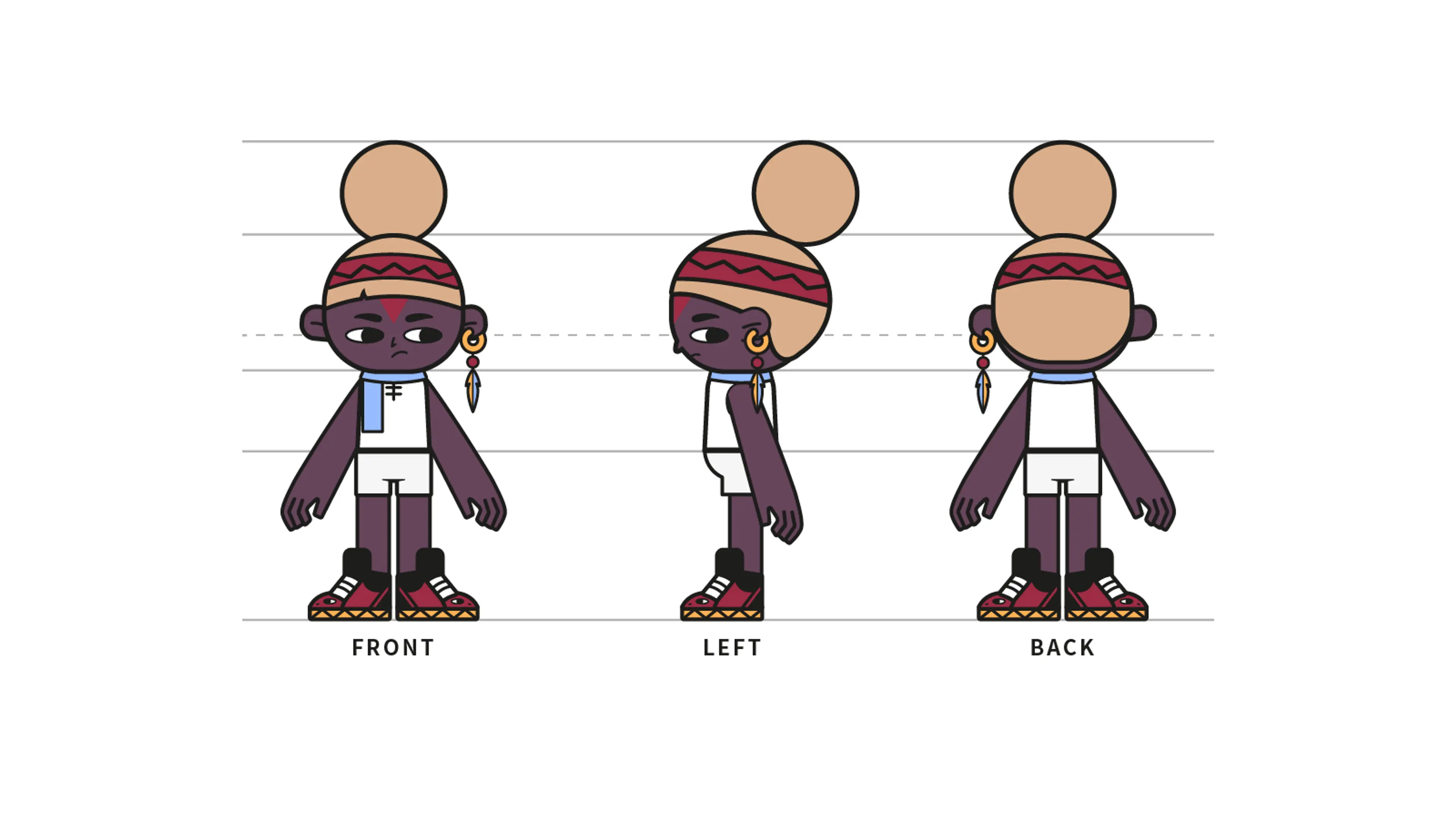 Tribe Girl Character Design - 3 Views