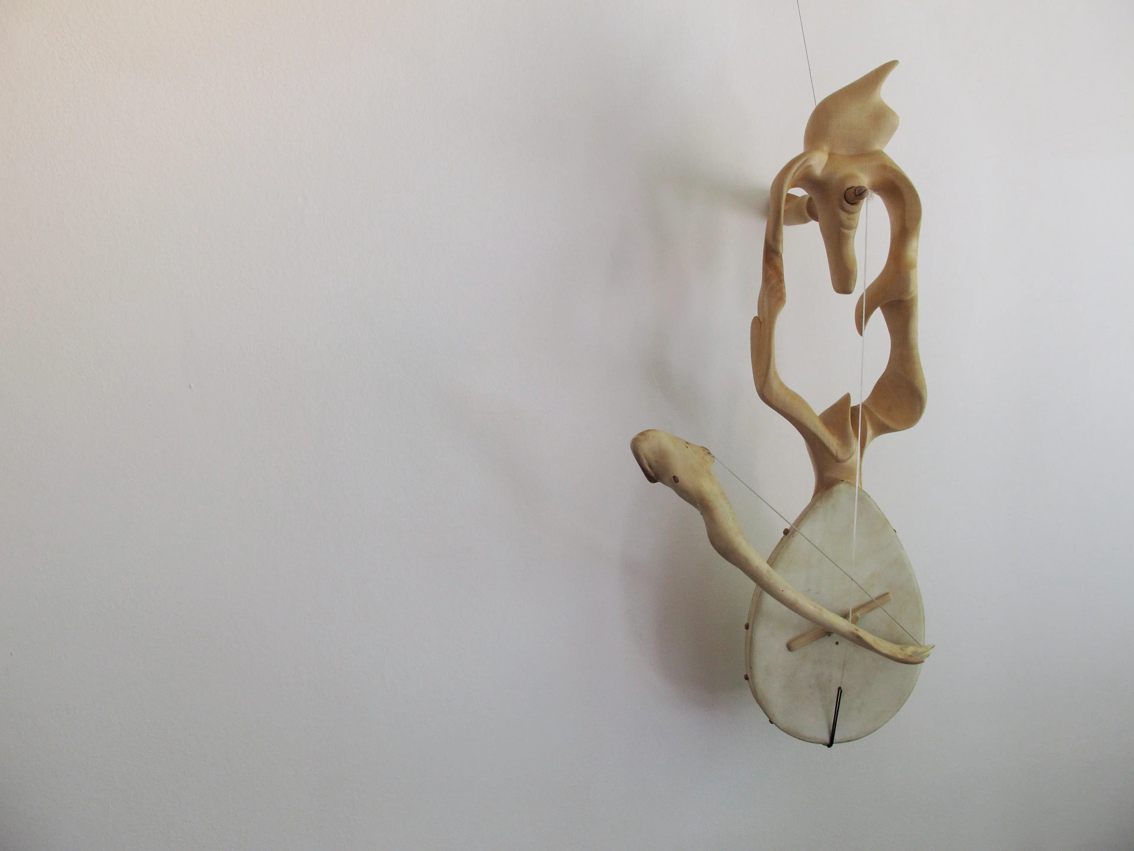 "Musical instrument IV", wood (maple), goatskin and horsehair