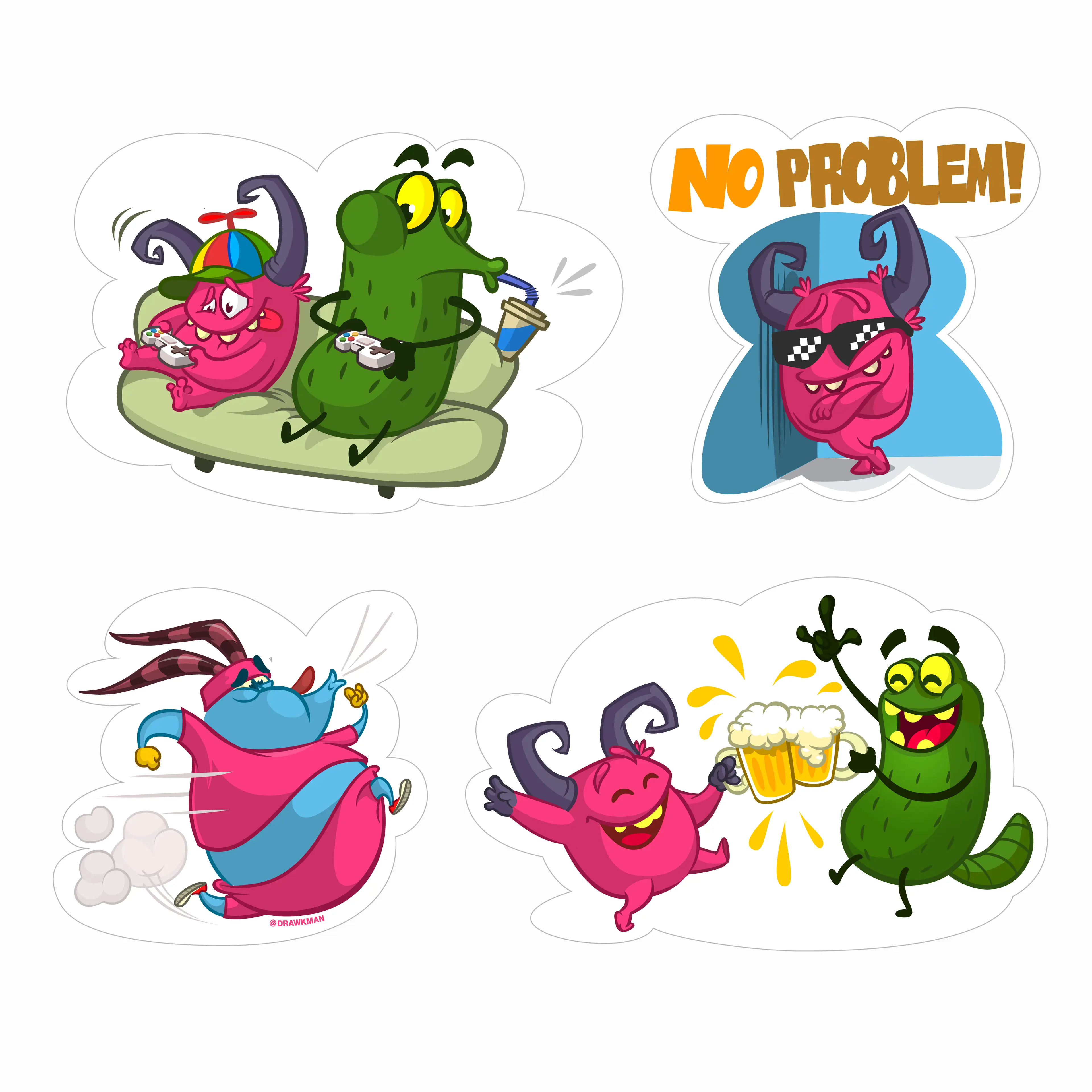 Mighty Moonsters cartoon stickepack by drawkman
