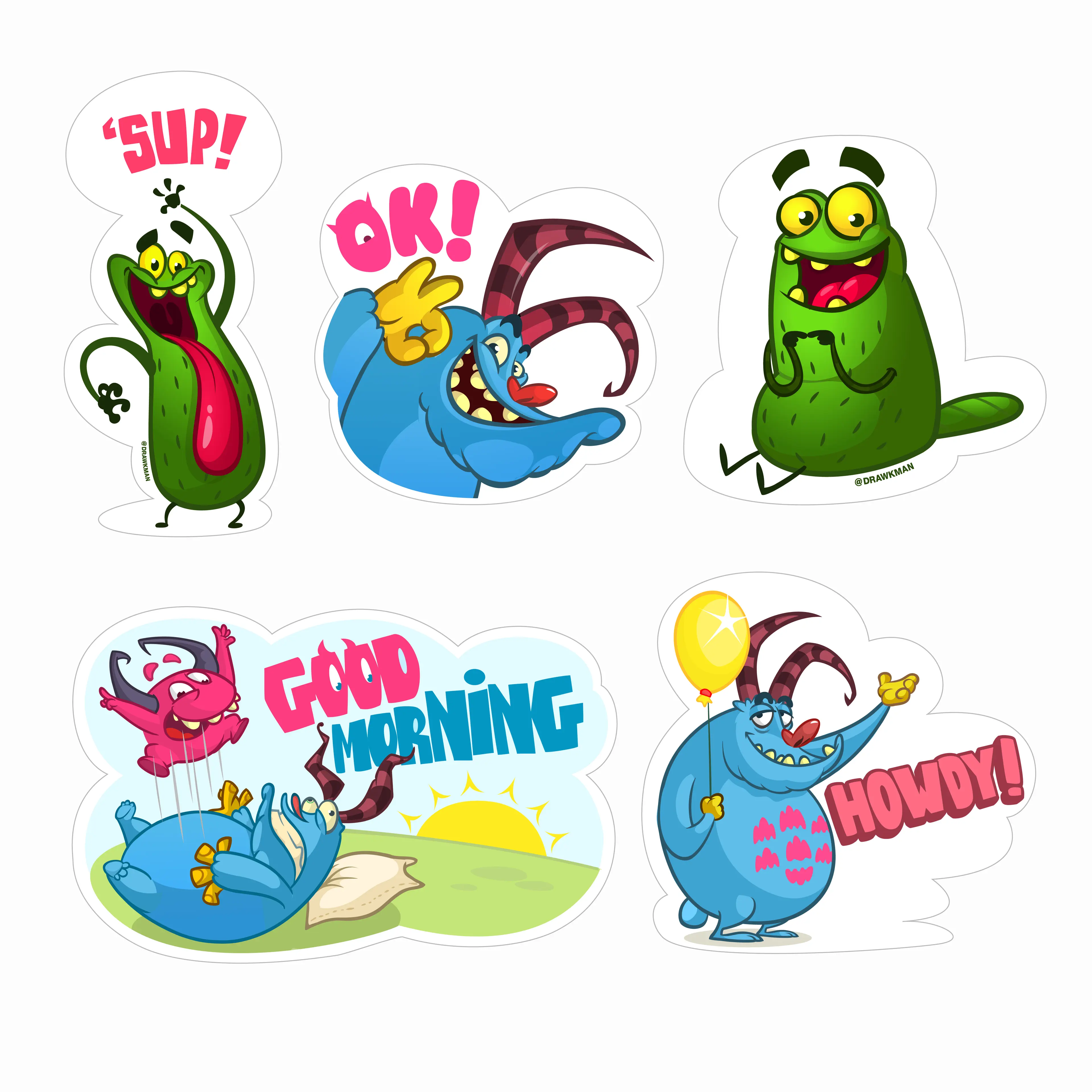 Mighty Moonsters cartoon stickepack by drawkman