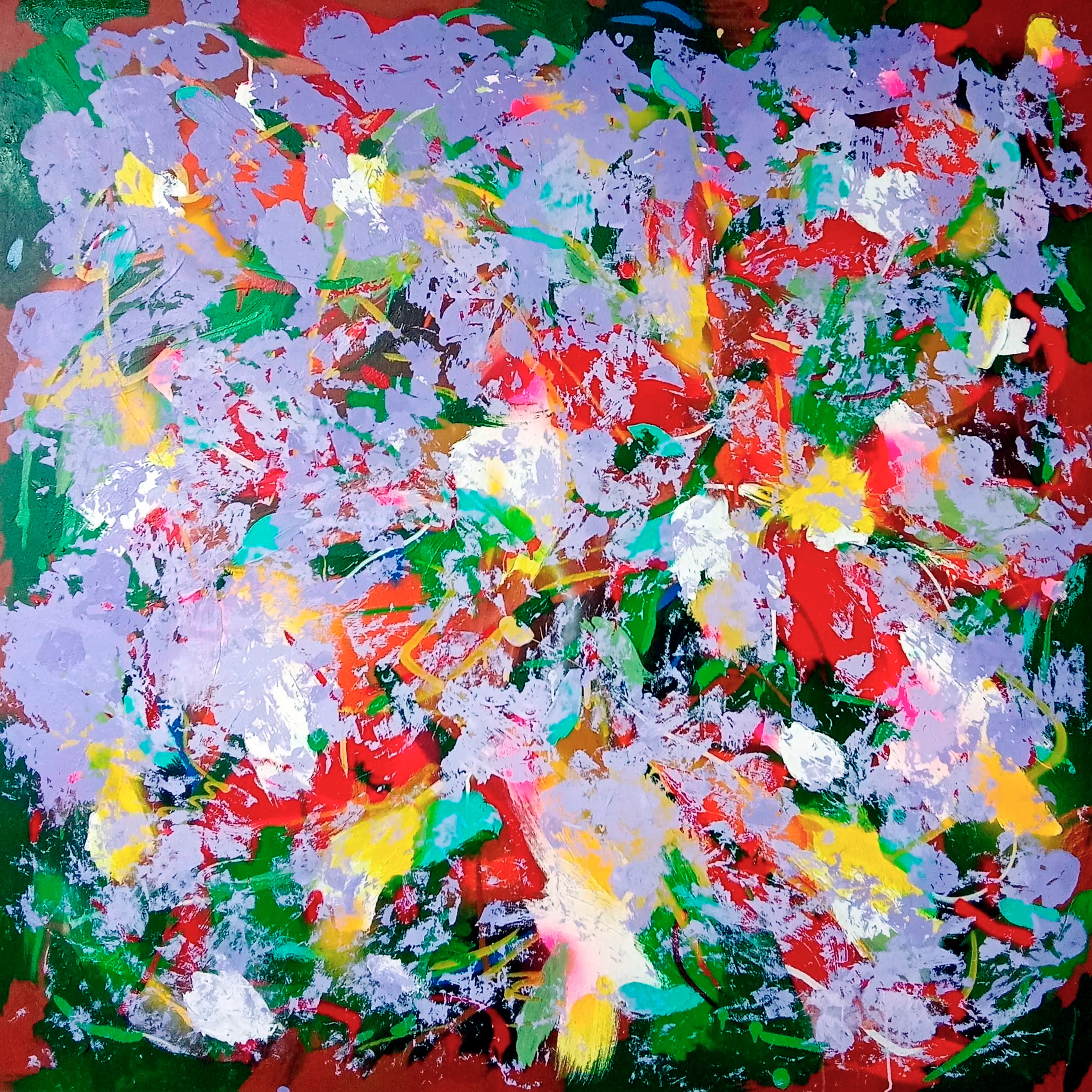 View of the Garden Through a Window 4. 180 cm × 150 cm. Acrylic and spray paint on canvas, 2026.