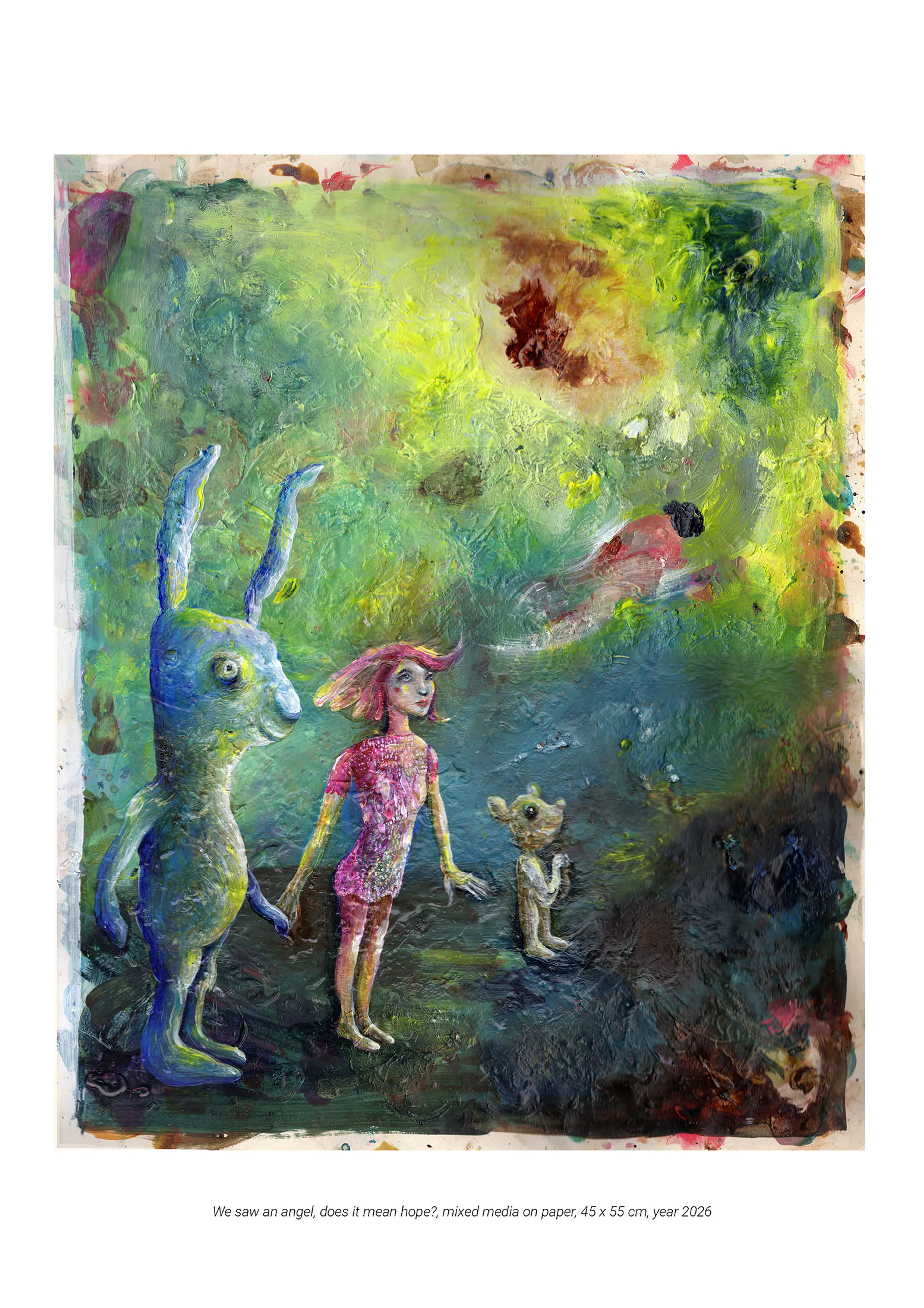 We saw an angel Does it Mean Hope?! / painting on paper