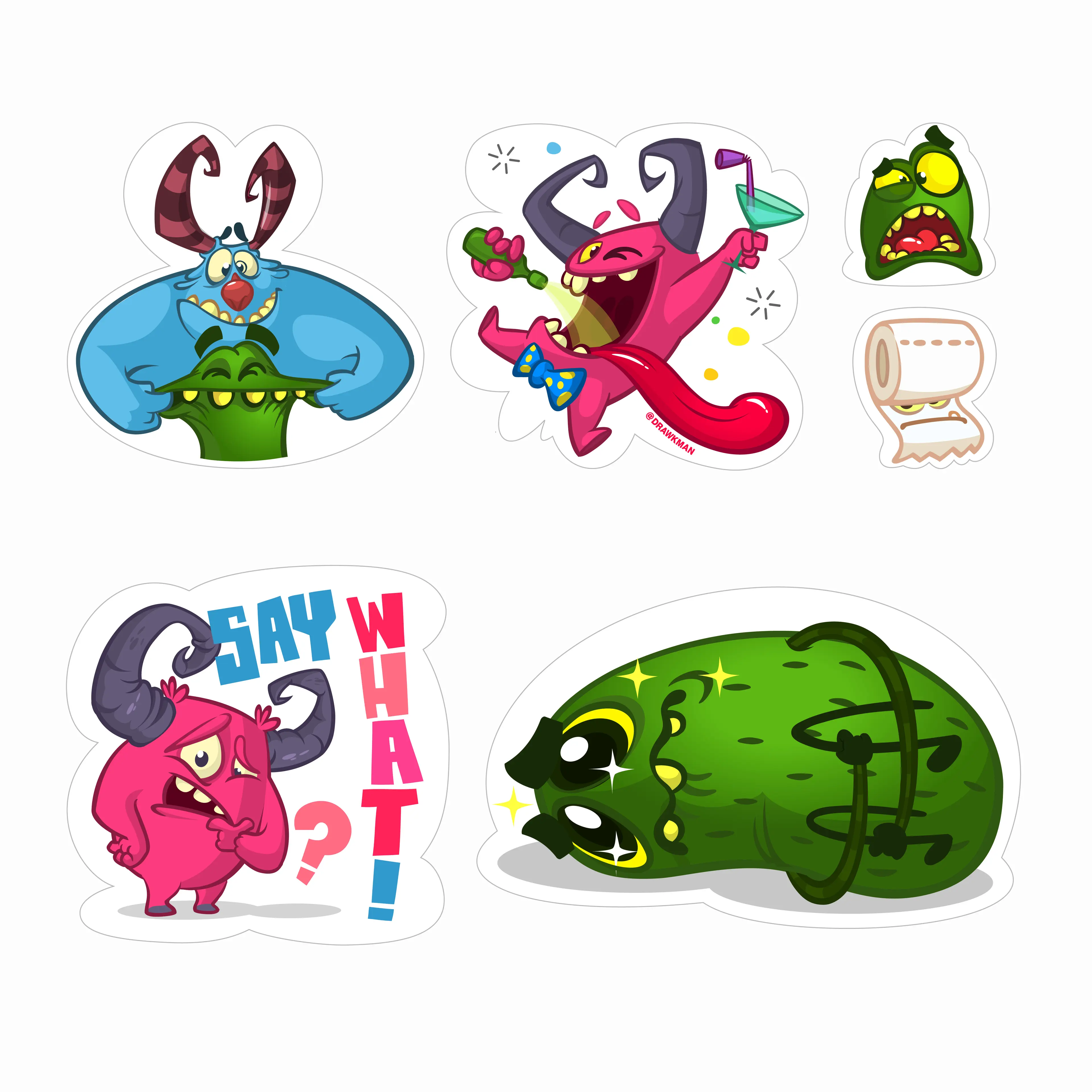 Mighty Moonsters cartoon stickepack by drawkman