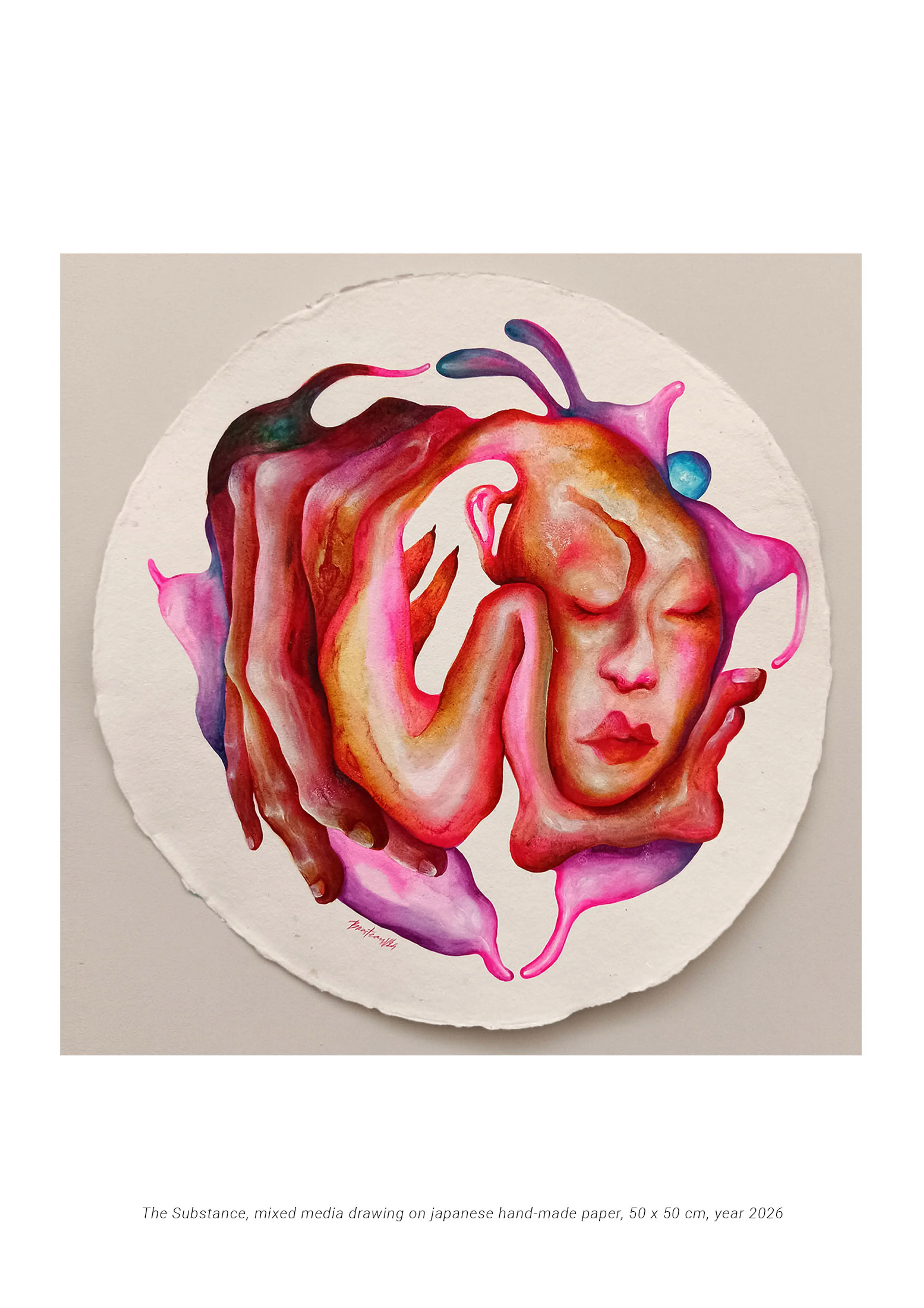 THE SUBSTANCE - mixed media drawing on paper