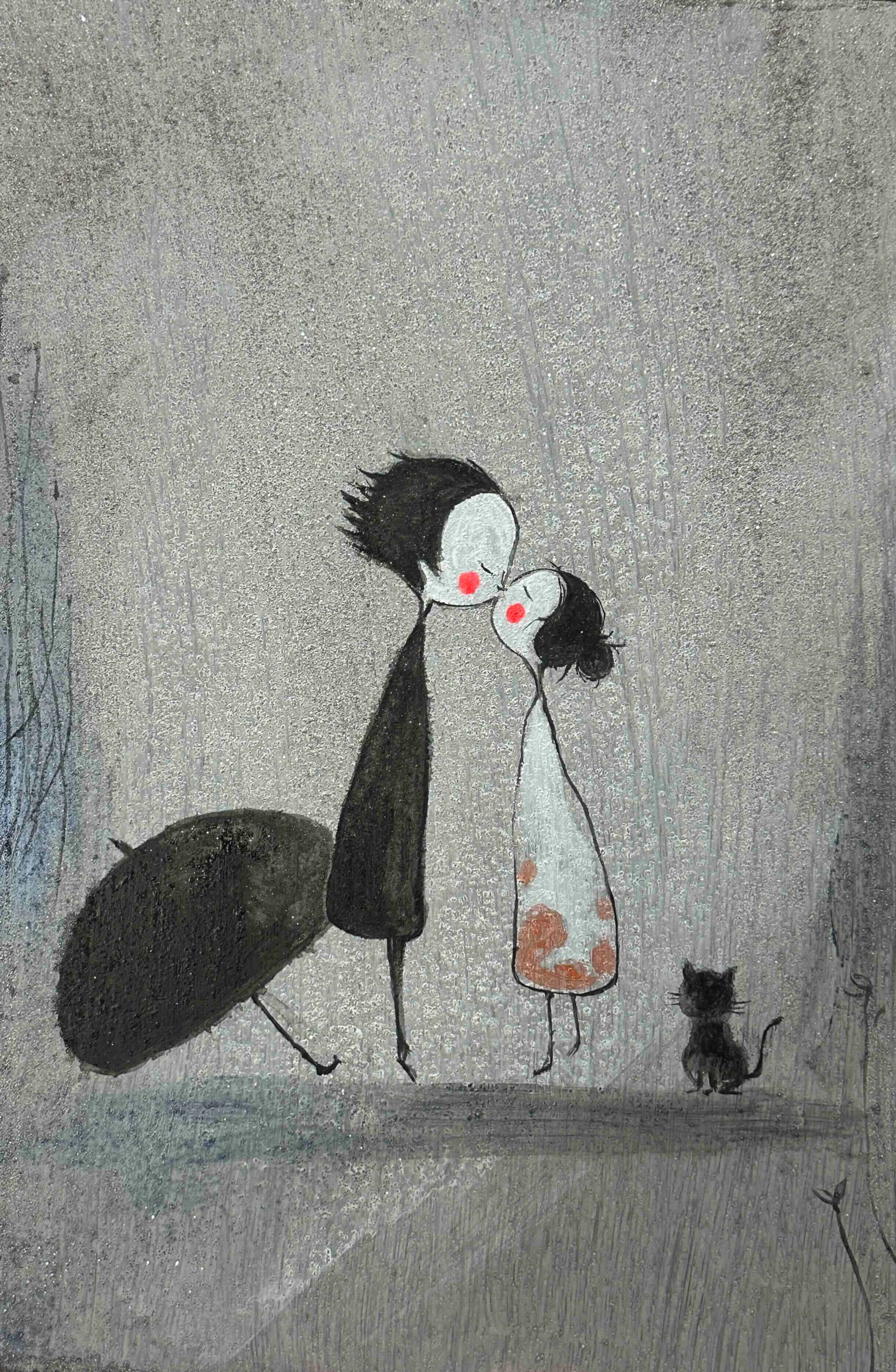 Black umbrella No. 1 — Painting — Attilio Chien