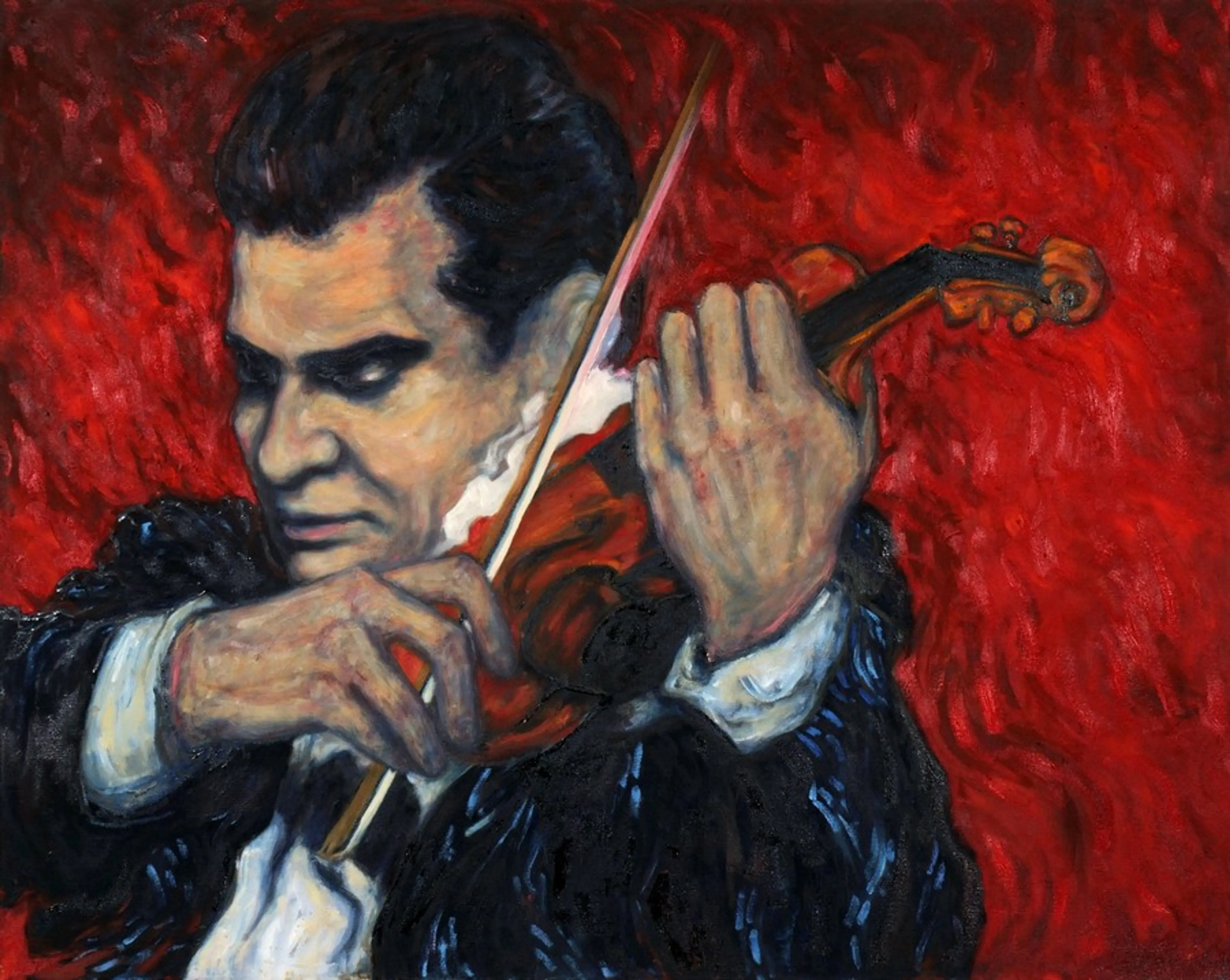 Christian Ferras. oil on canvas. 80x100 cm