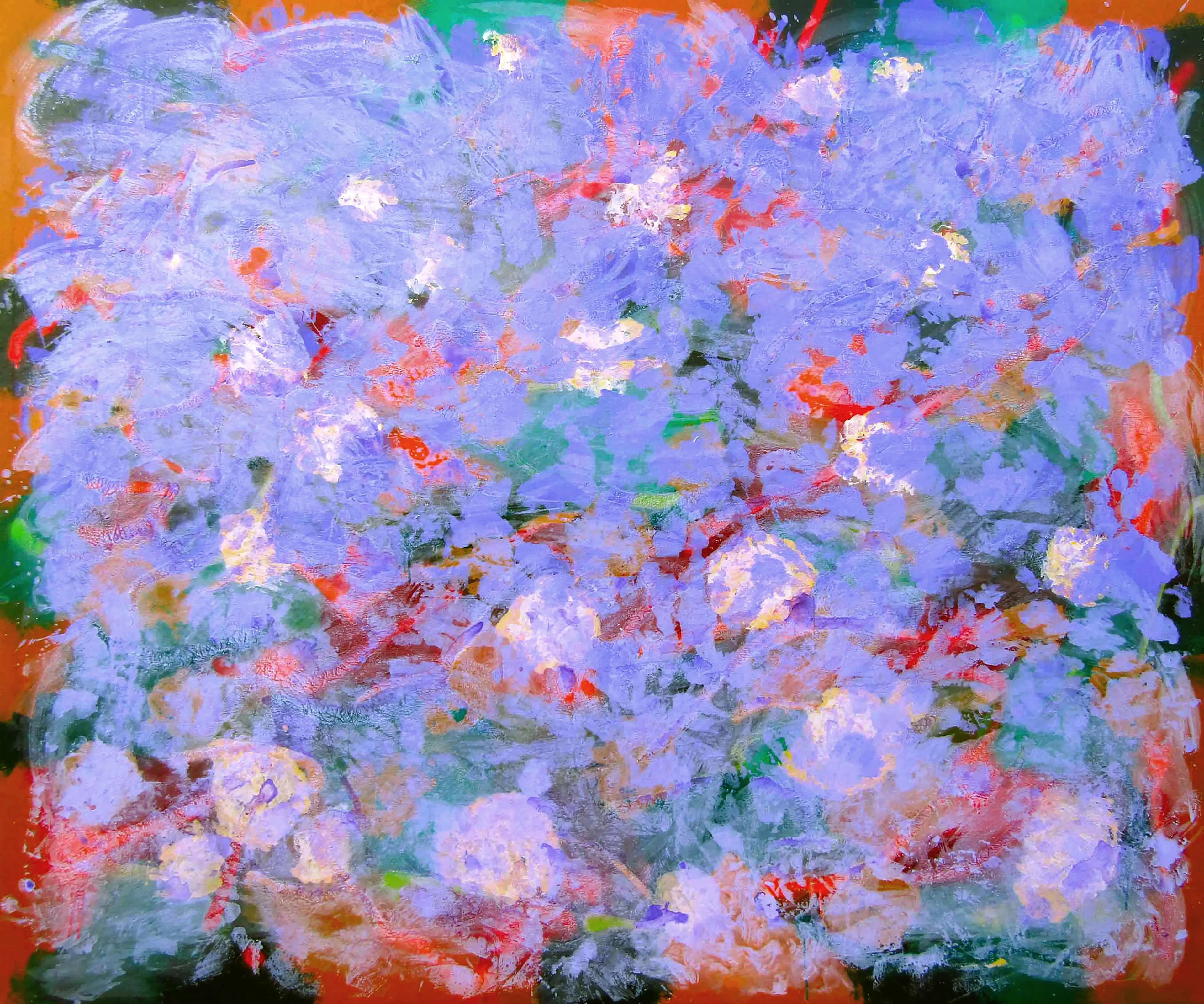 The Trail of the Fireflies III. 180 cm × 150 cm × 3.5 cm. Acrylic and spray paint on canvas. 2023