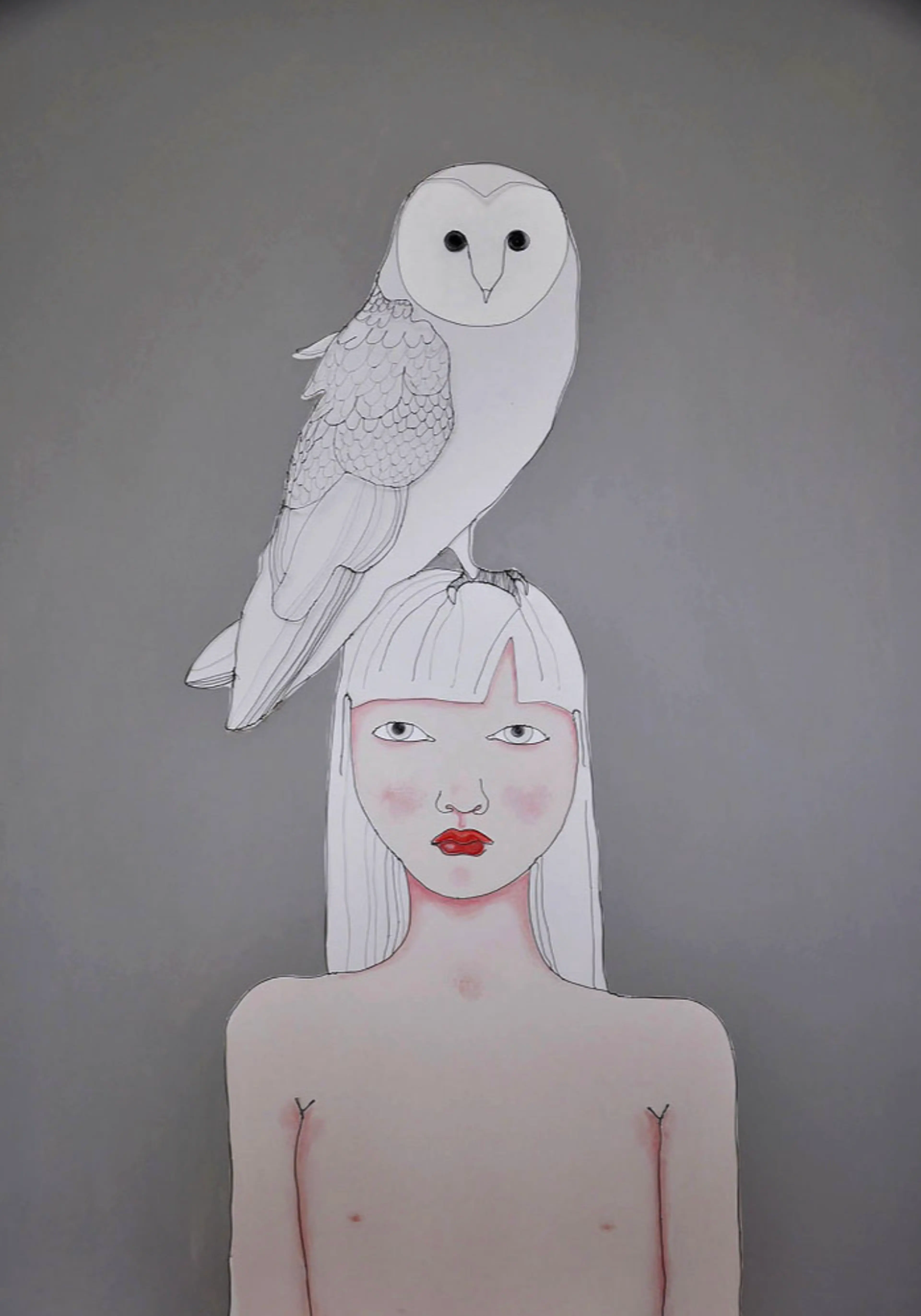 Girl with Owl — Pintura — Fiona Morley
