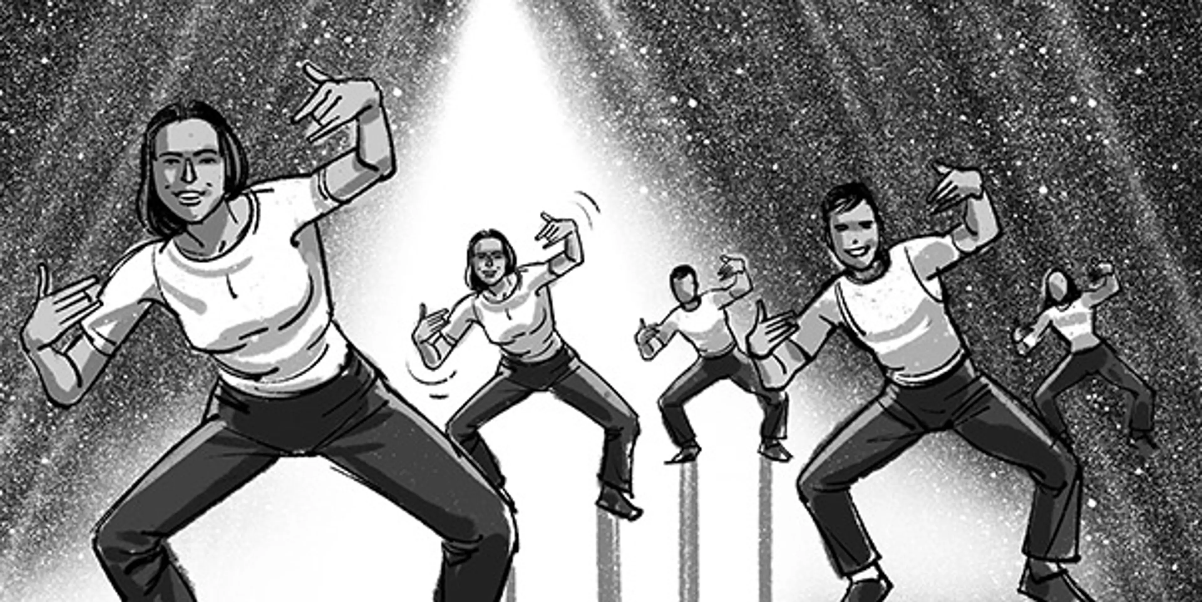Esbós de storyboard en blanc i negre — Ilustración — Davis Lisboa