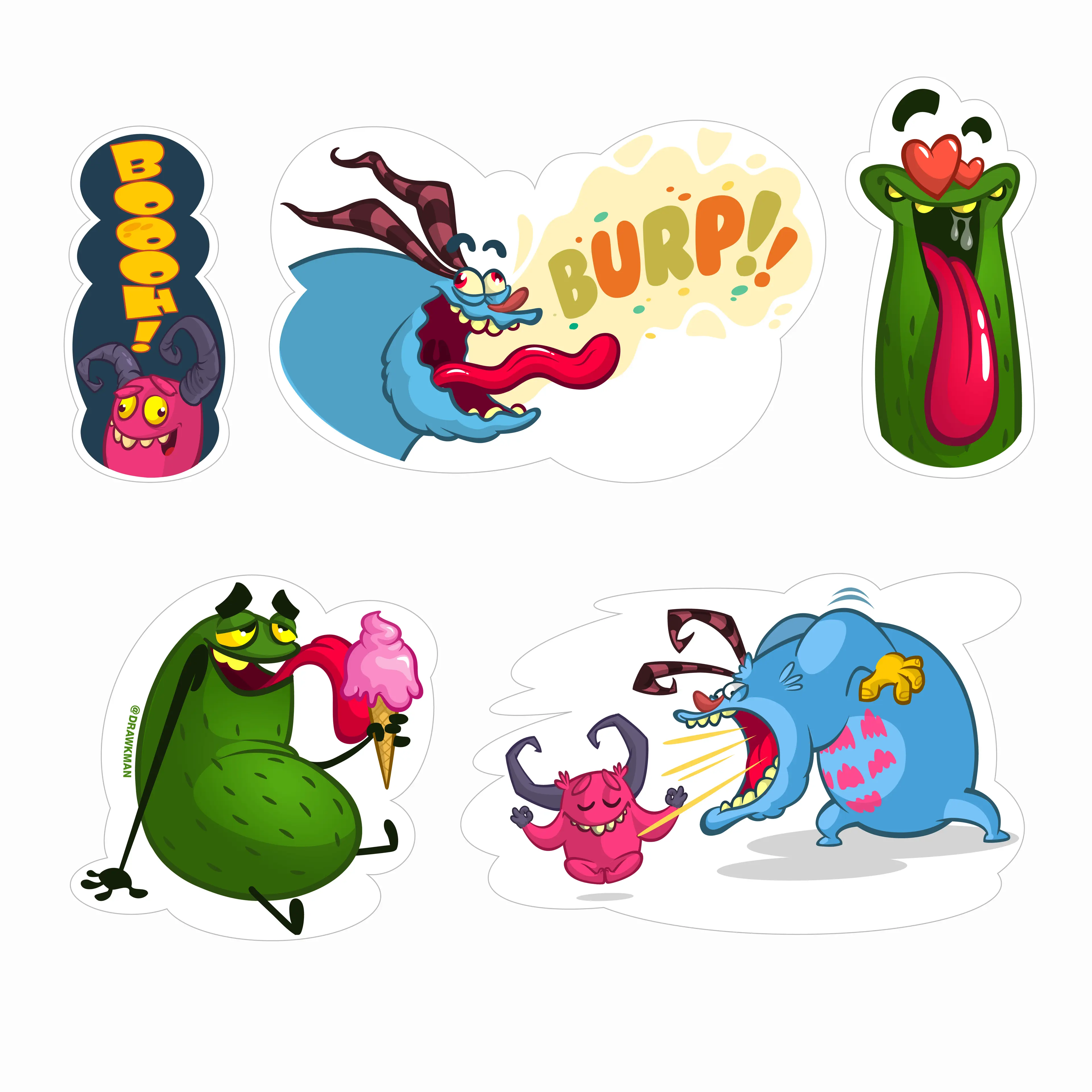 Mighty Moonsters cartoon stickepack by drawkman