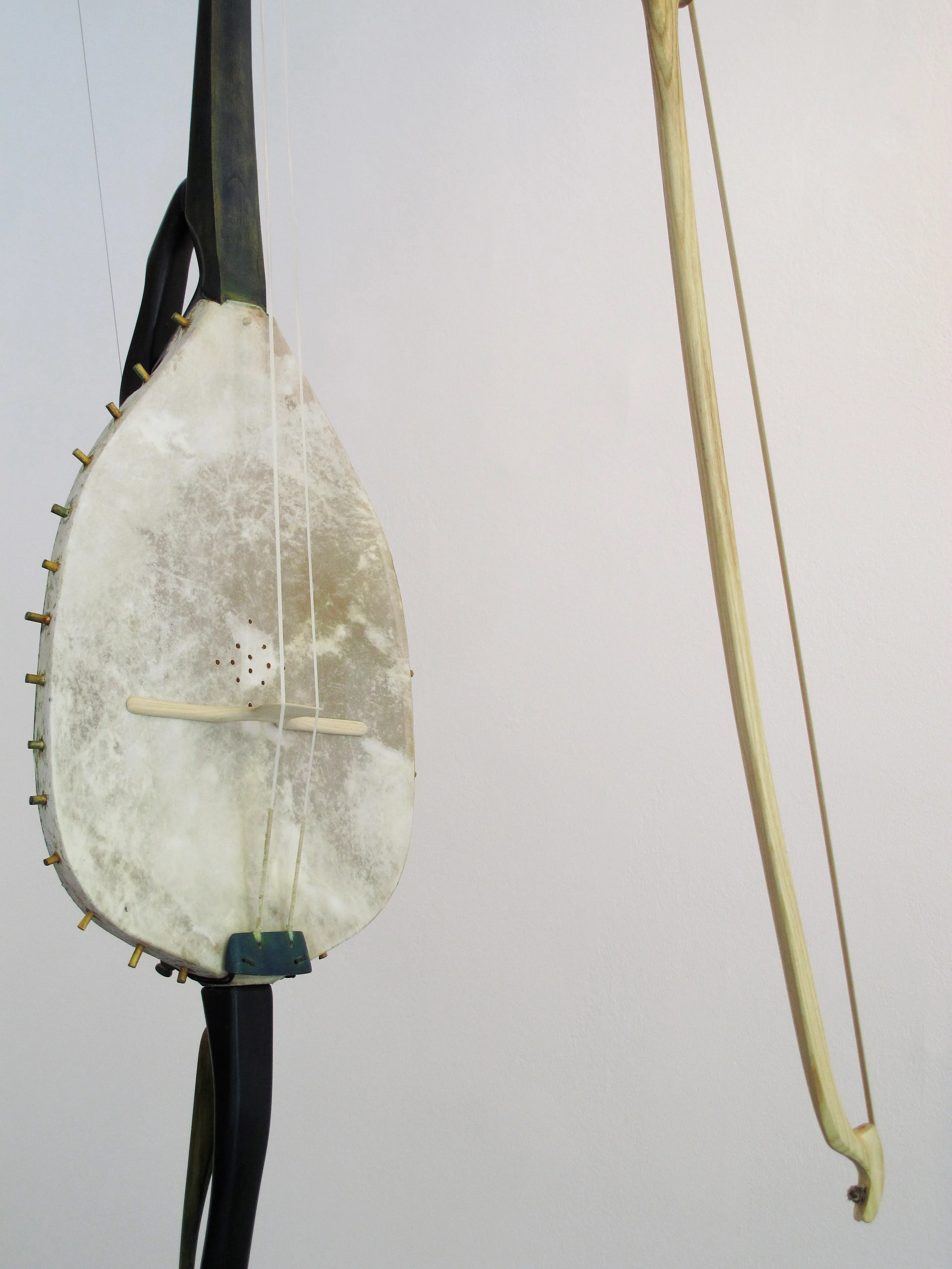 "Musical instrument VII", wood (maple,cherry), goatskin and horsehair
