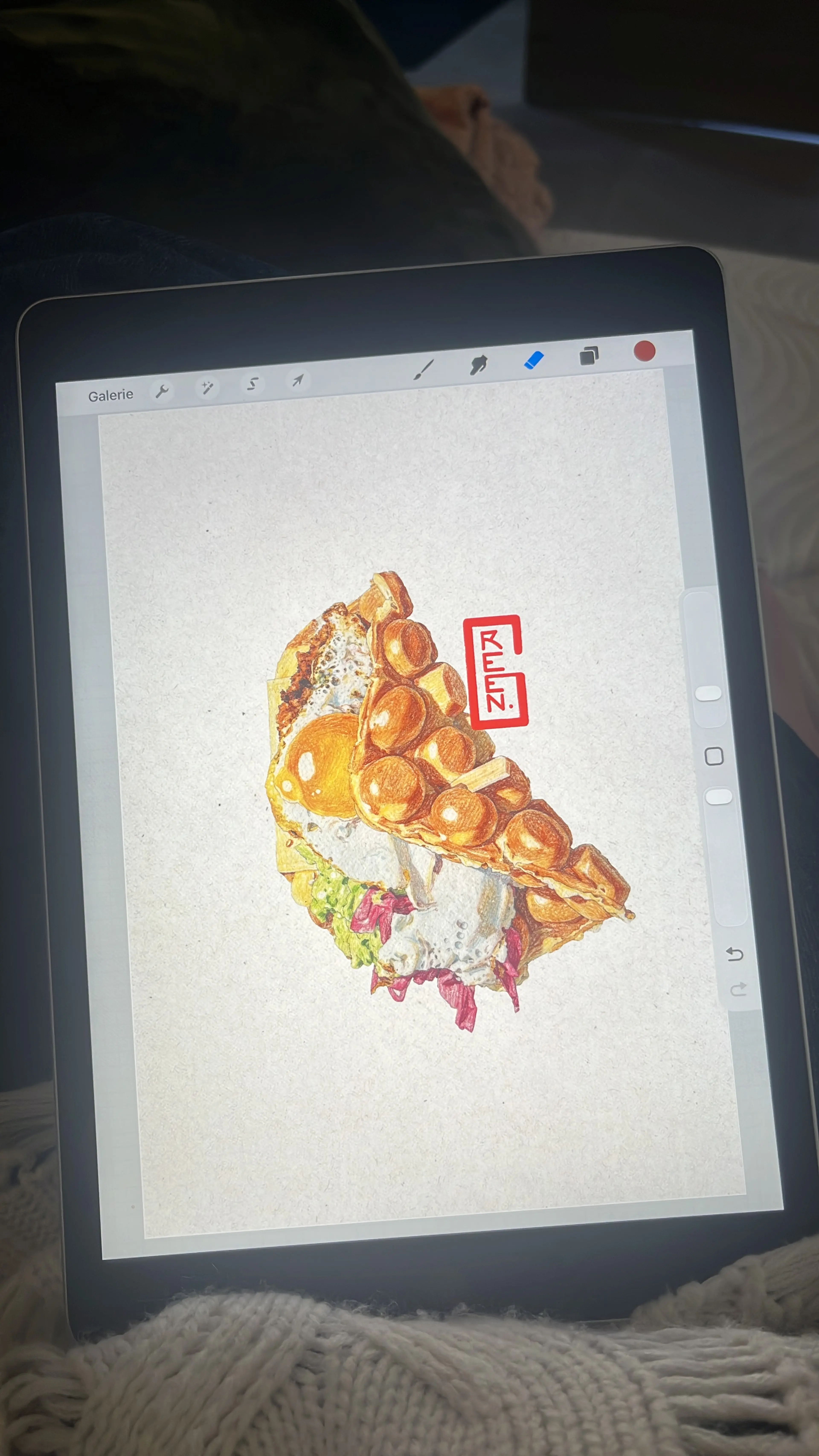 Korean Chicken Waffle — Illustration — Green Illustration
