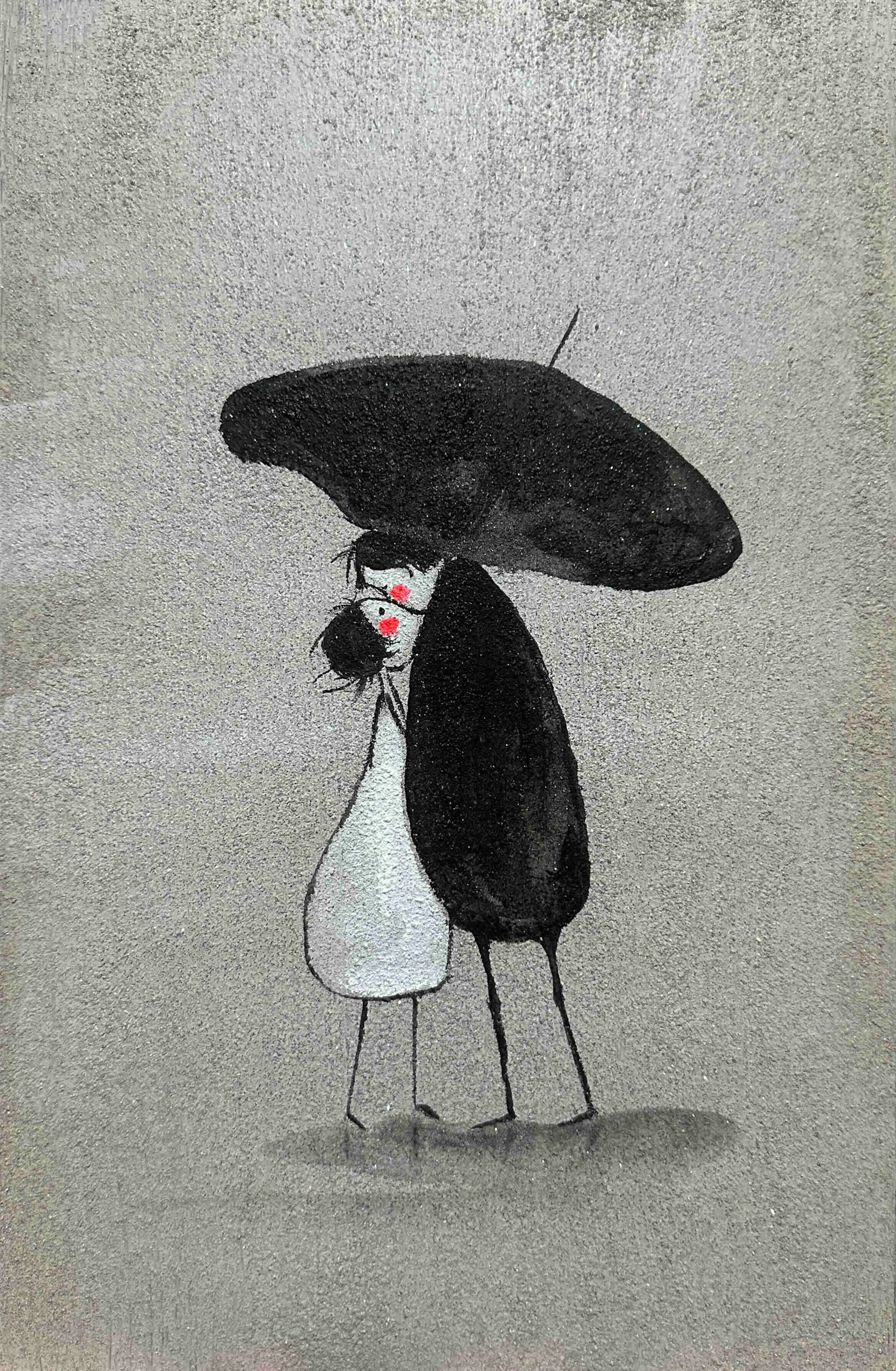 Black umbrella No. 4 — Painting — Attilio Chien