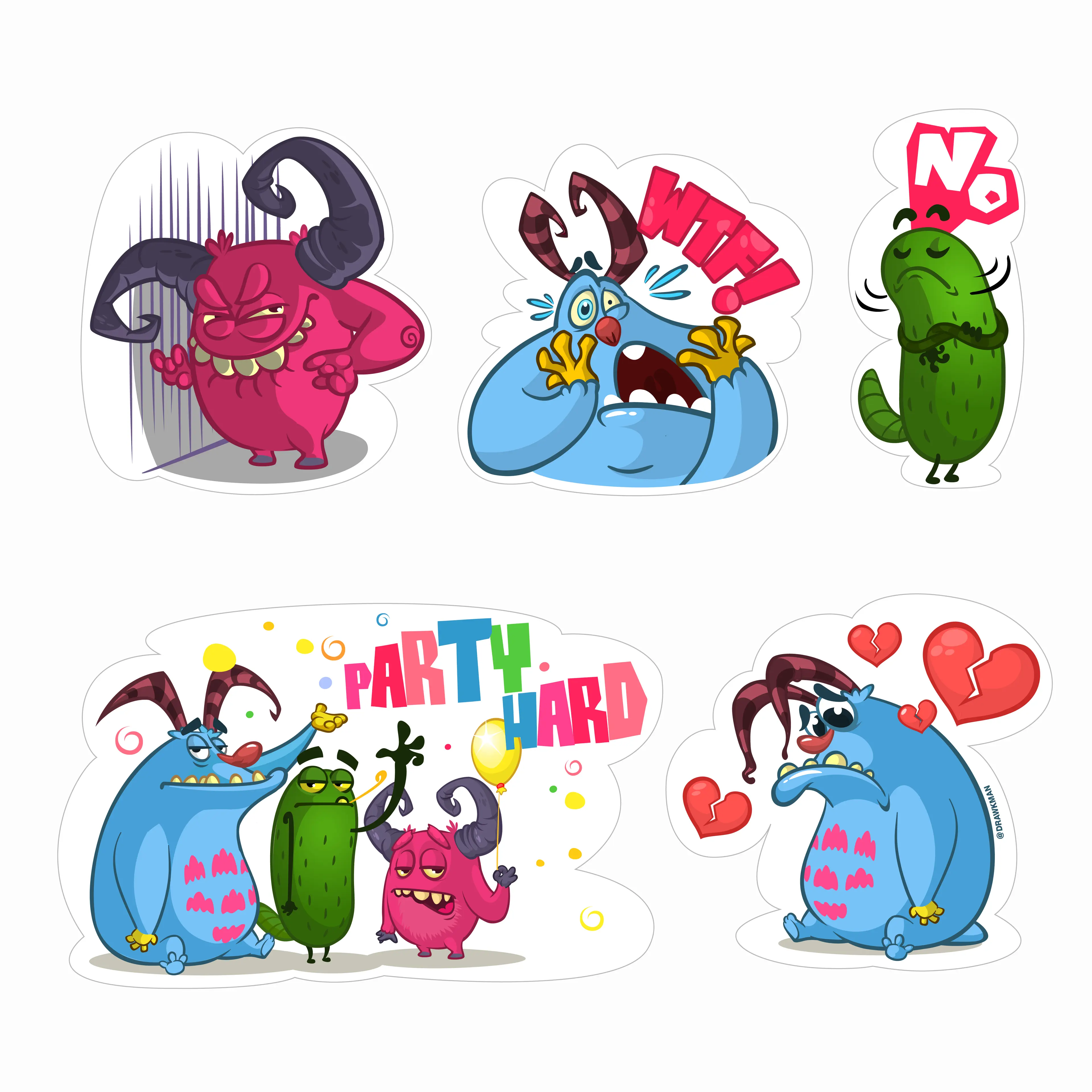 Mighty Moonsters cartoon stickepack by drawkman